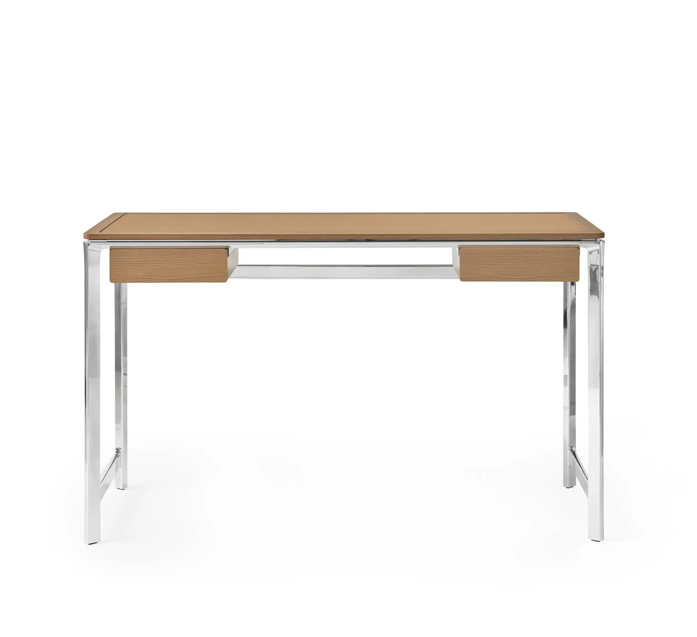 Biurko STUDIO kamelowy skórzany blat z dębową ramą i aluminiową podstawą - Image 11