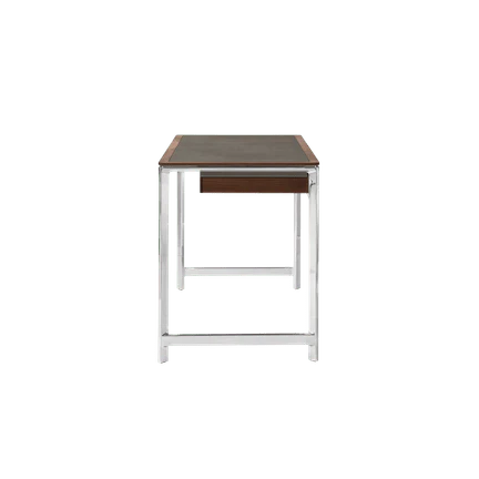 Biurko STUDIO zielony skórzany blat z orzechową ramą i aluminiową podstawą - Image 19