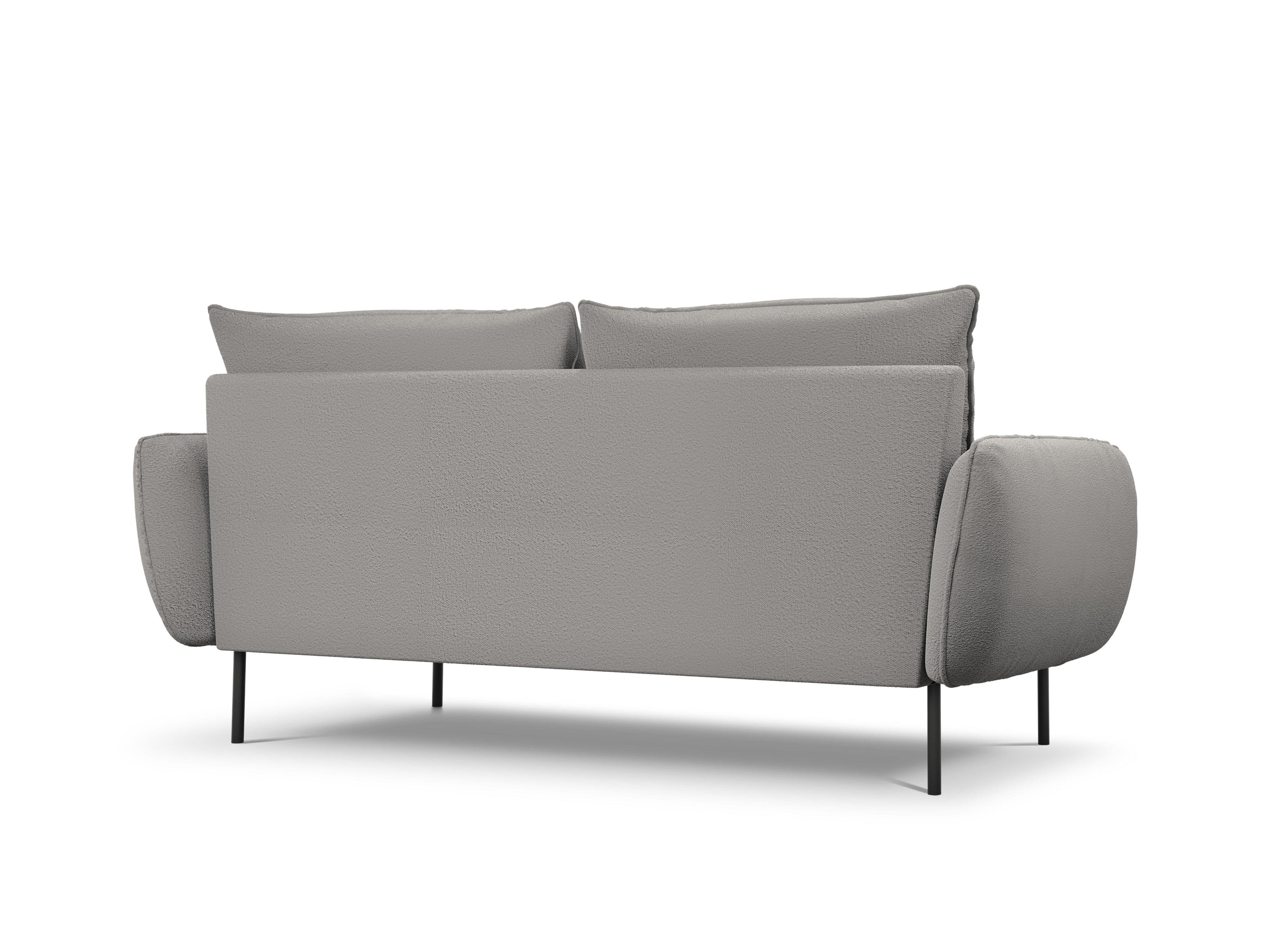 Sofa 3-osobowa VIENNA szary boucle z czarną podstawą - Image 4