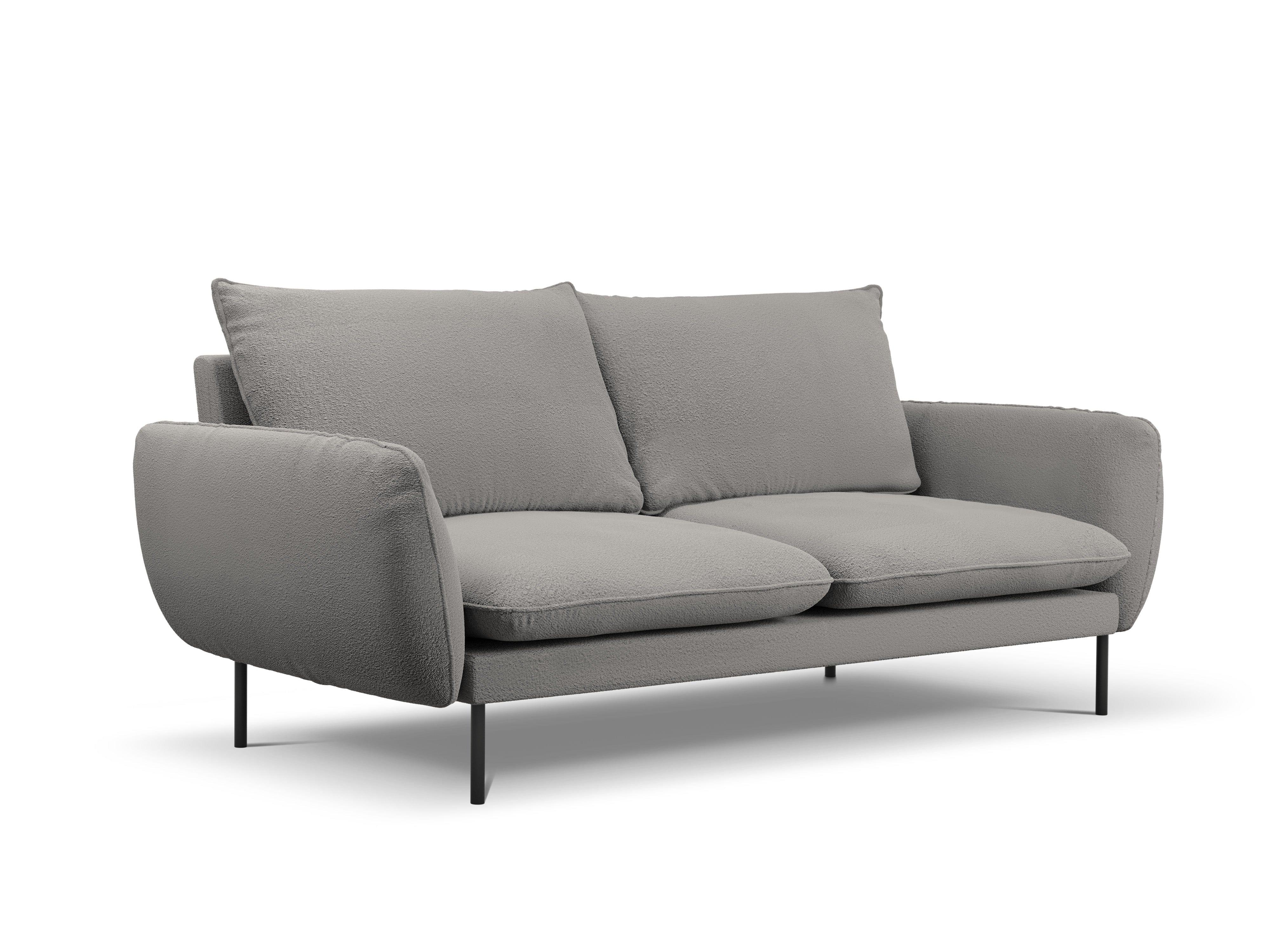 Sofa 3-osobowa VIENNA szary boucle z czarną podstawą - Image 6