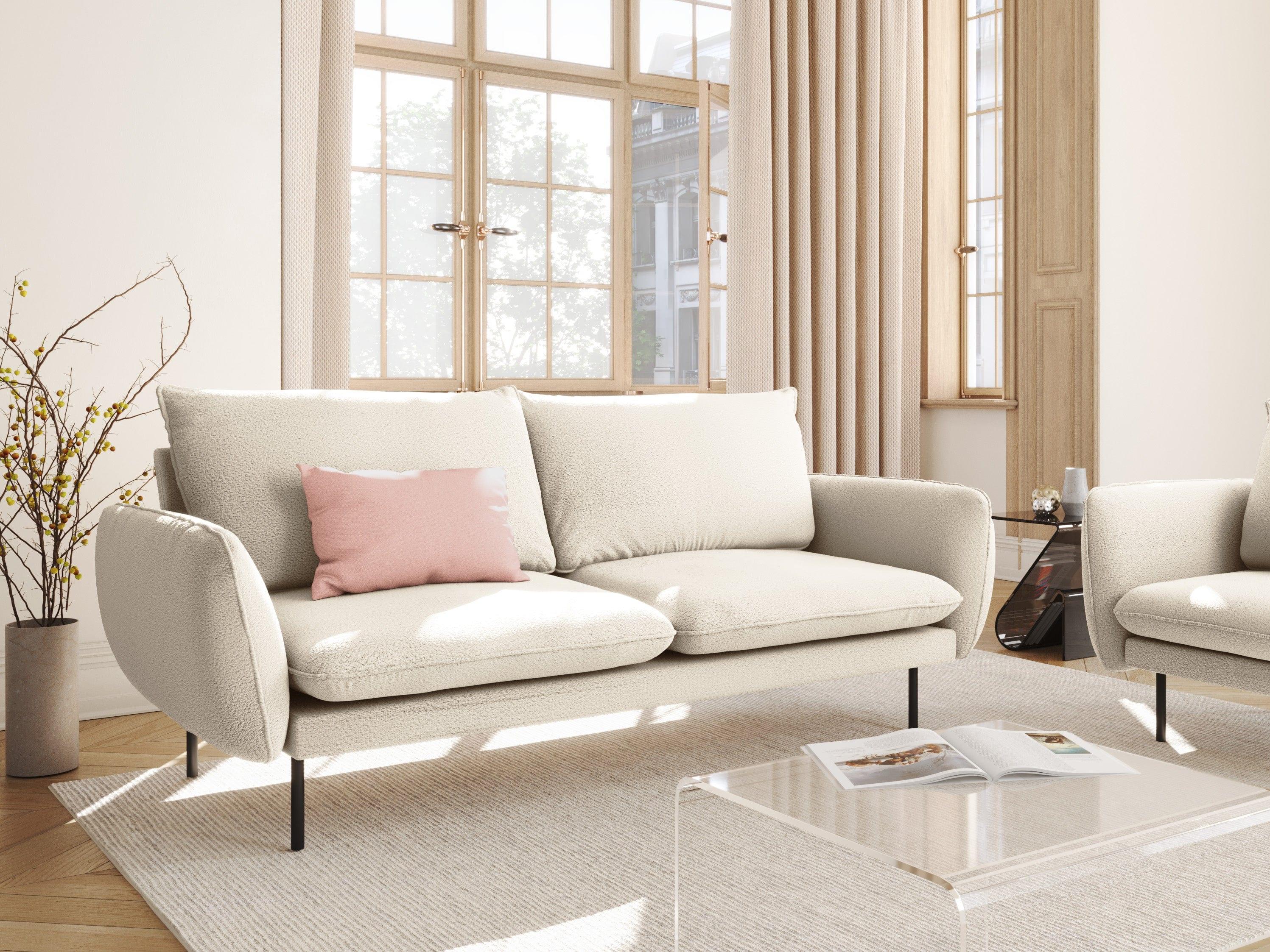 Sofa 3-osobowa VIENNA beżowy boucle z czarną podstawą - Image 7