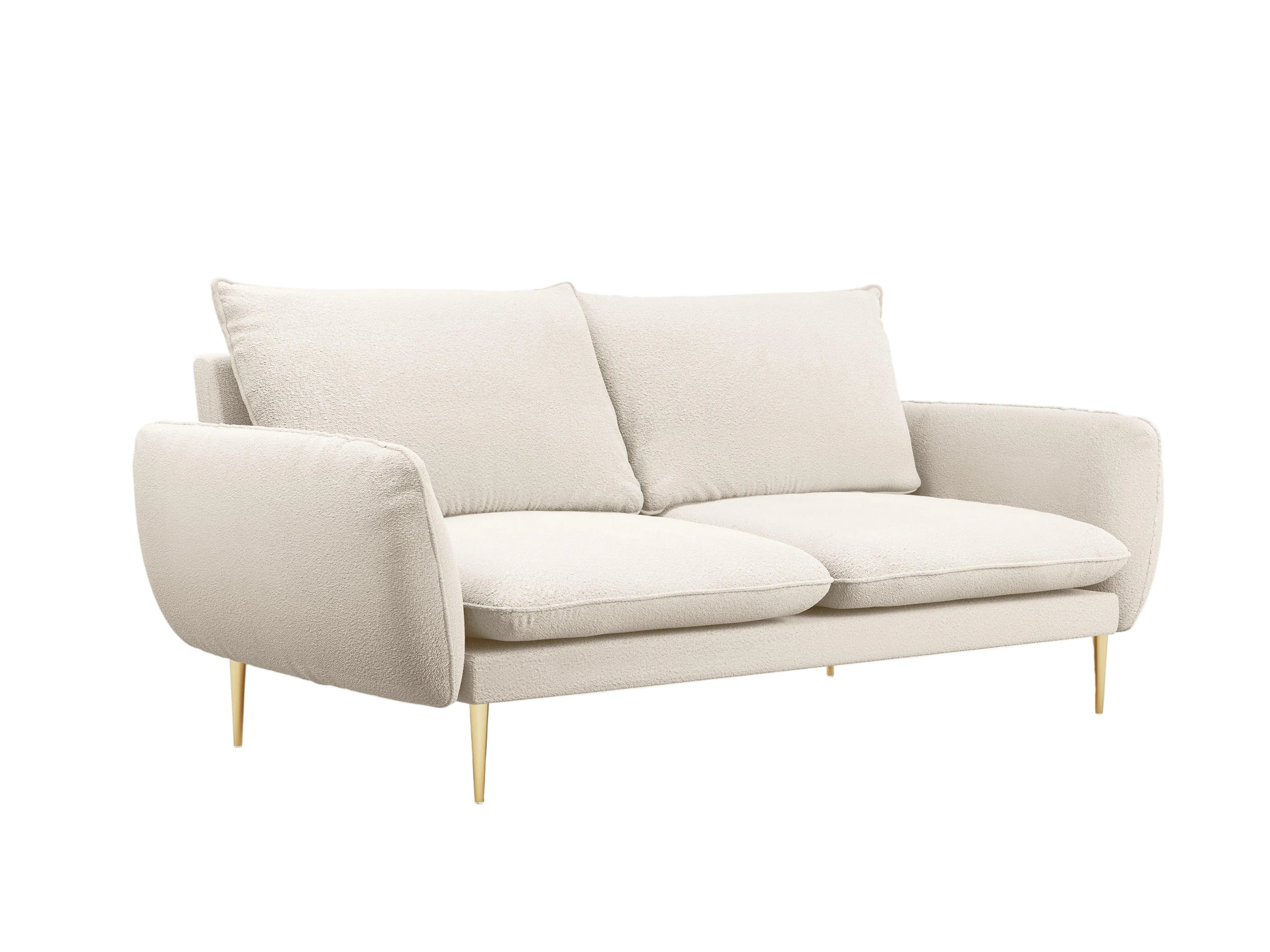 Sofa 3-osobowa VIENNA beżowy boucle ze złotą podstawą