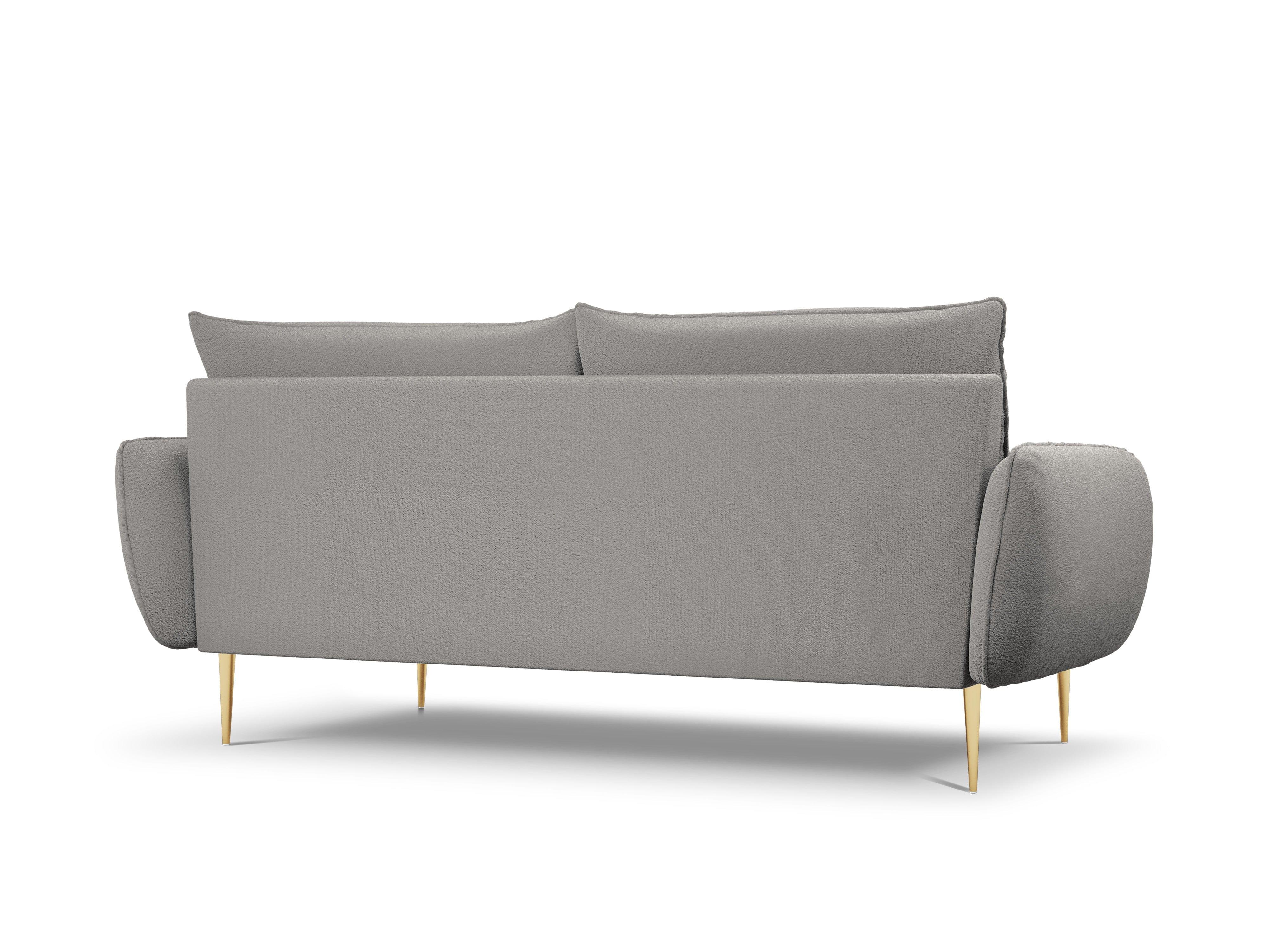 Sofa 4-osobowa VIENNA szary boucle ze złotą podstawą - Image 4