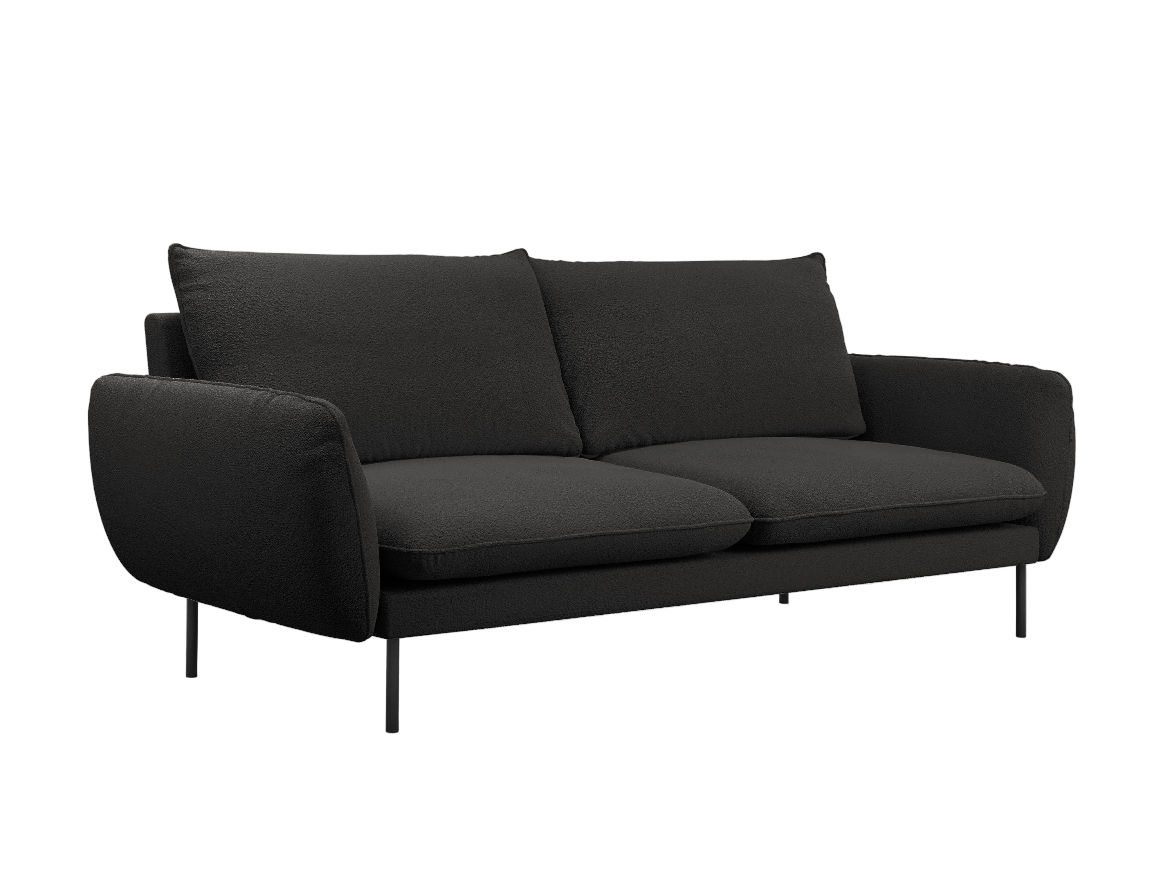 Sofa 4-osobowa VIENNA czarny boucle z czarną podstawą
