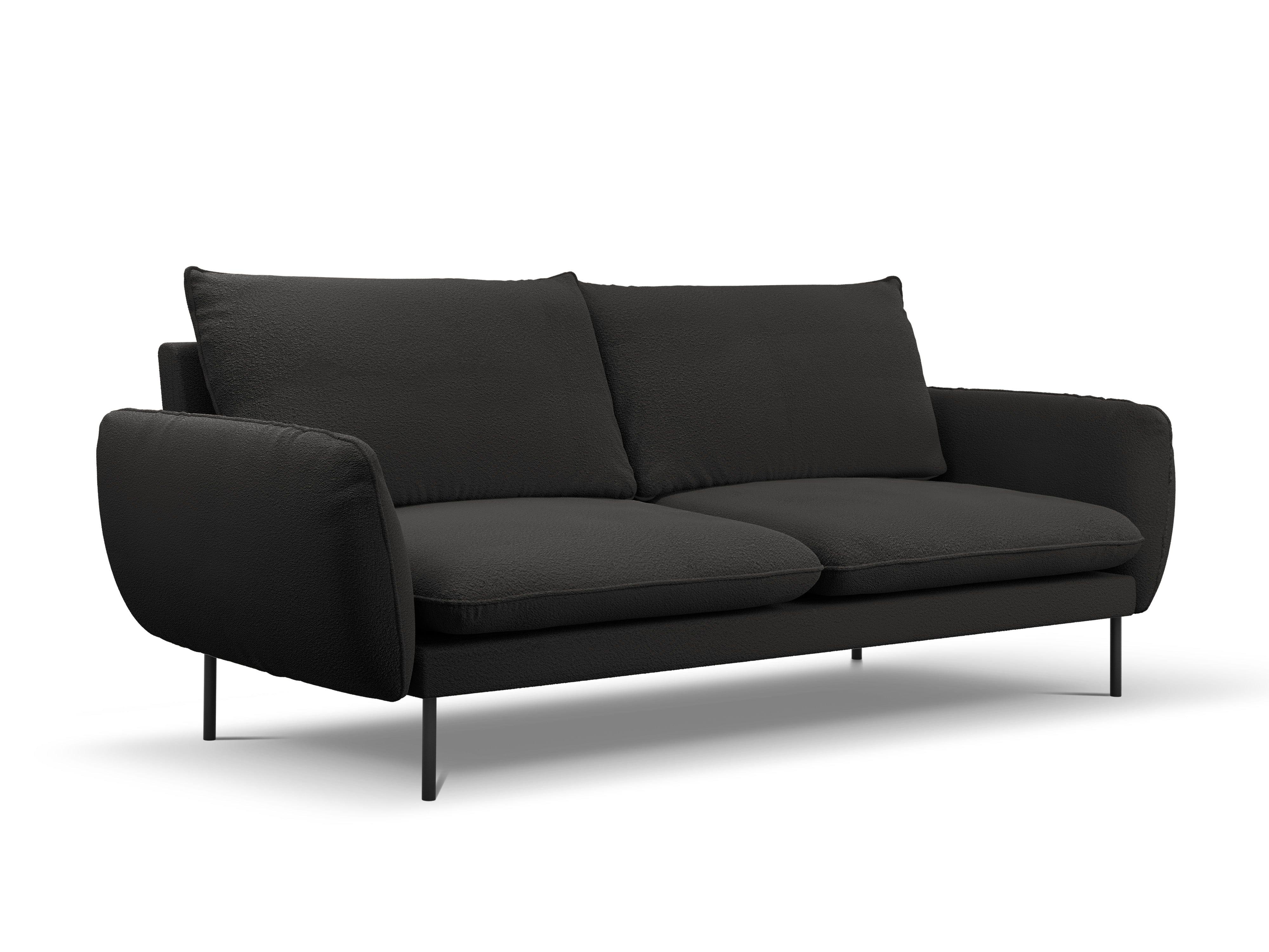 Sofa 4-osobowa VIENNA czarny boucle z czarną podstawą - Image 6