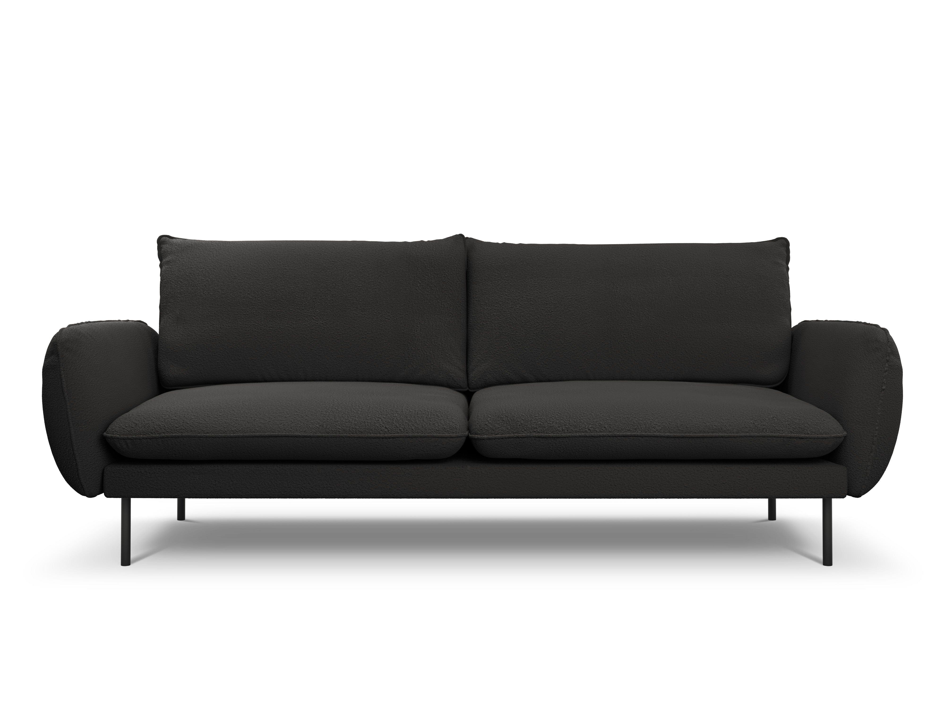 Sofa 4-osobowa VIENNA czarny boucle z czarną podstawą - Image 8