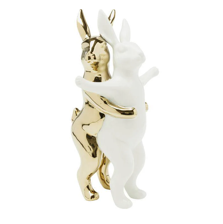 Figurka w kształcie królików w kolorze białym i złotym - Image 3