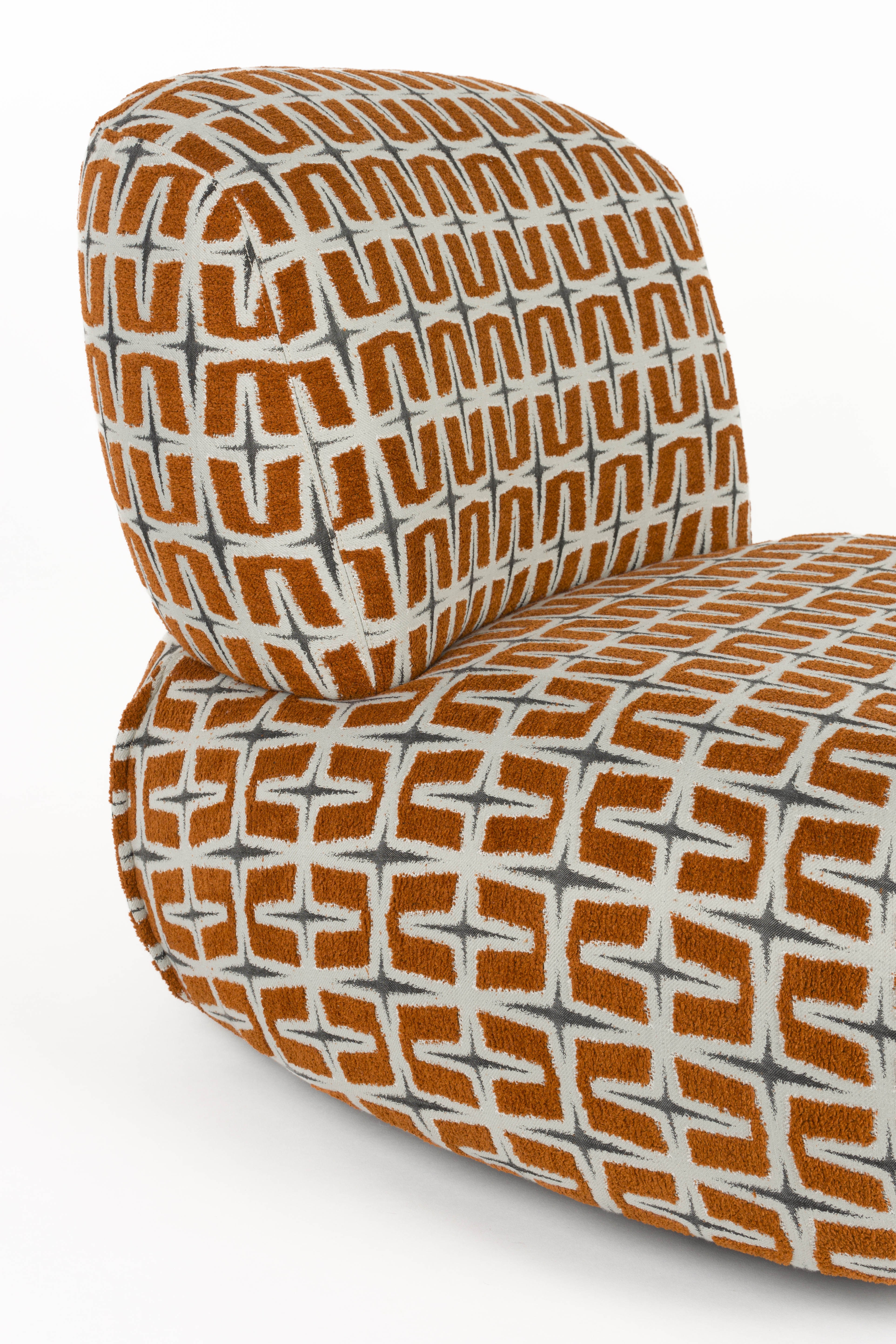 Fotel RITZ pomarańczowy z geometrycznym wzorem - Image 9