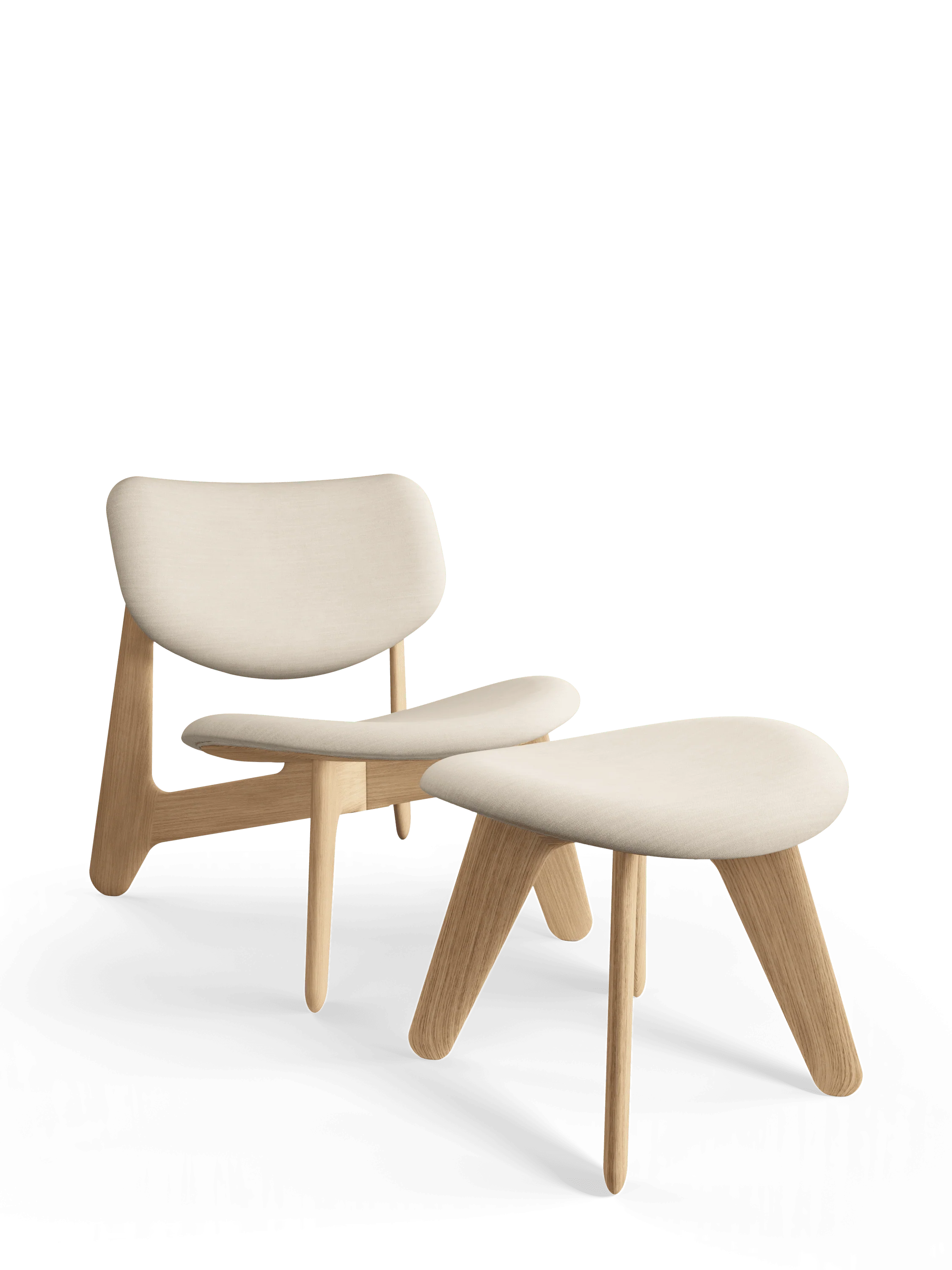 Fotel SLAB kremowy z dębową podstawą - Image 3