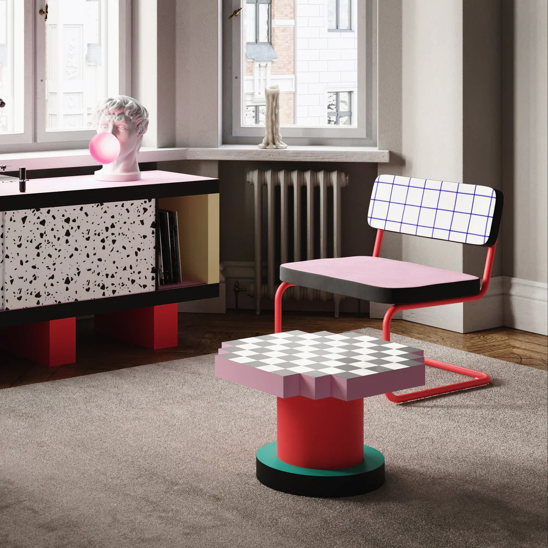 Fotel SUPERLOUNGE CHAIR TERRAZZO jasnożółty z turkusową podstawą - Image 2