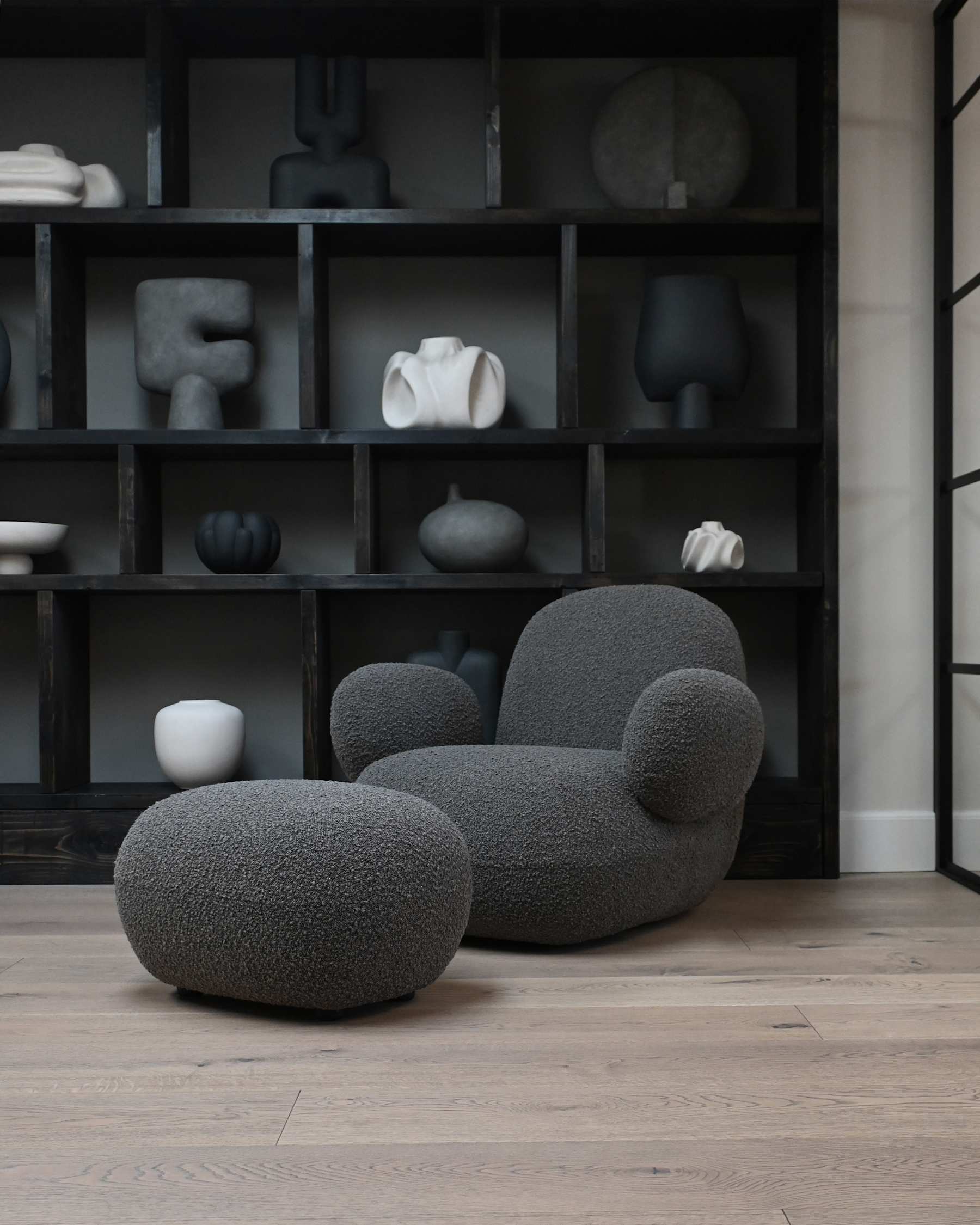 Fotel TOE FLAT szaro-brązowy bouclé - Image 8