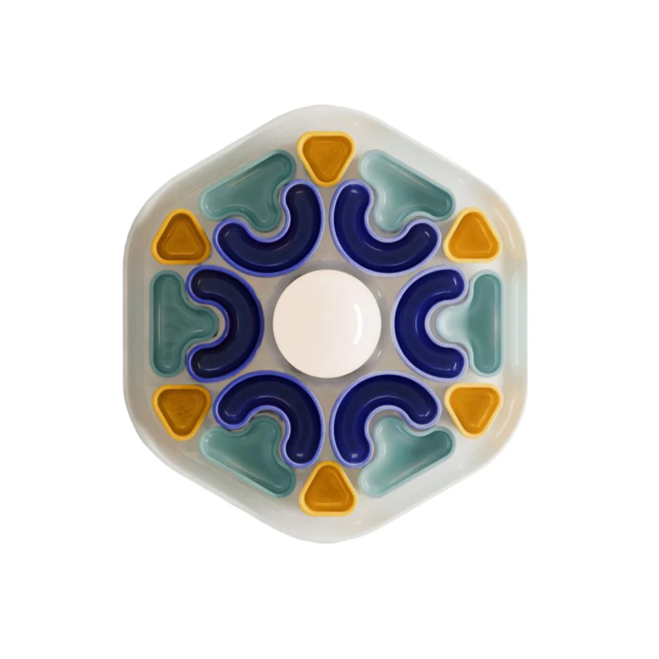Kinkiet ceramiczny PHYTIA kremowy z niebieskim i żółtym