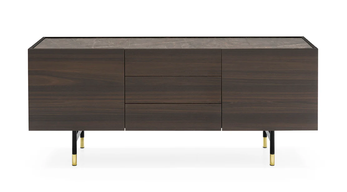 Komoda HORIZON ciemne drewno z brązowym blatem - Image 7
