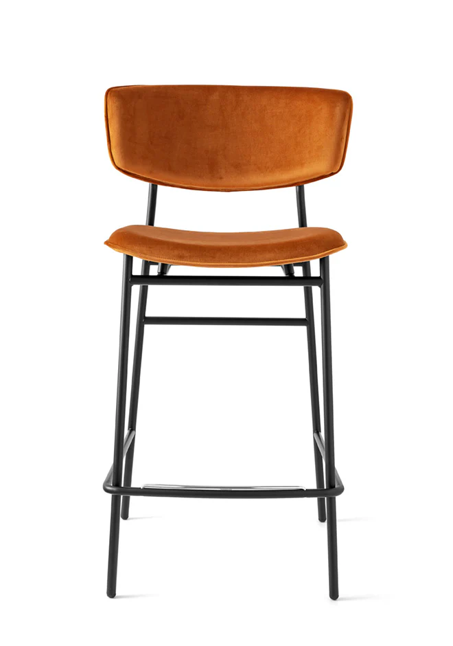 Krzesło barowe FIFTIES tapicerowane z czarną podstawą - Image 8