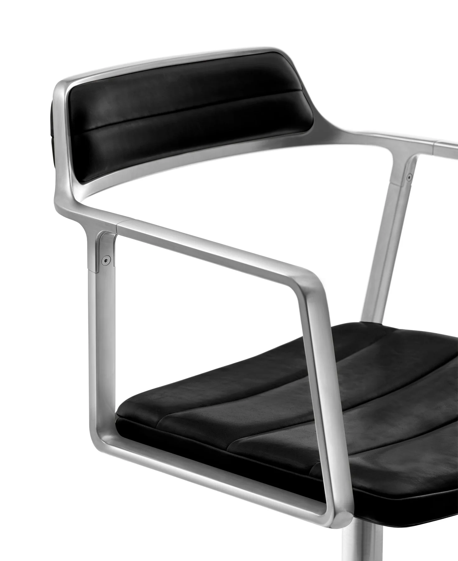 Krzesło biurowe 452 czarna skóra z metalową podstawą - Image 3