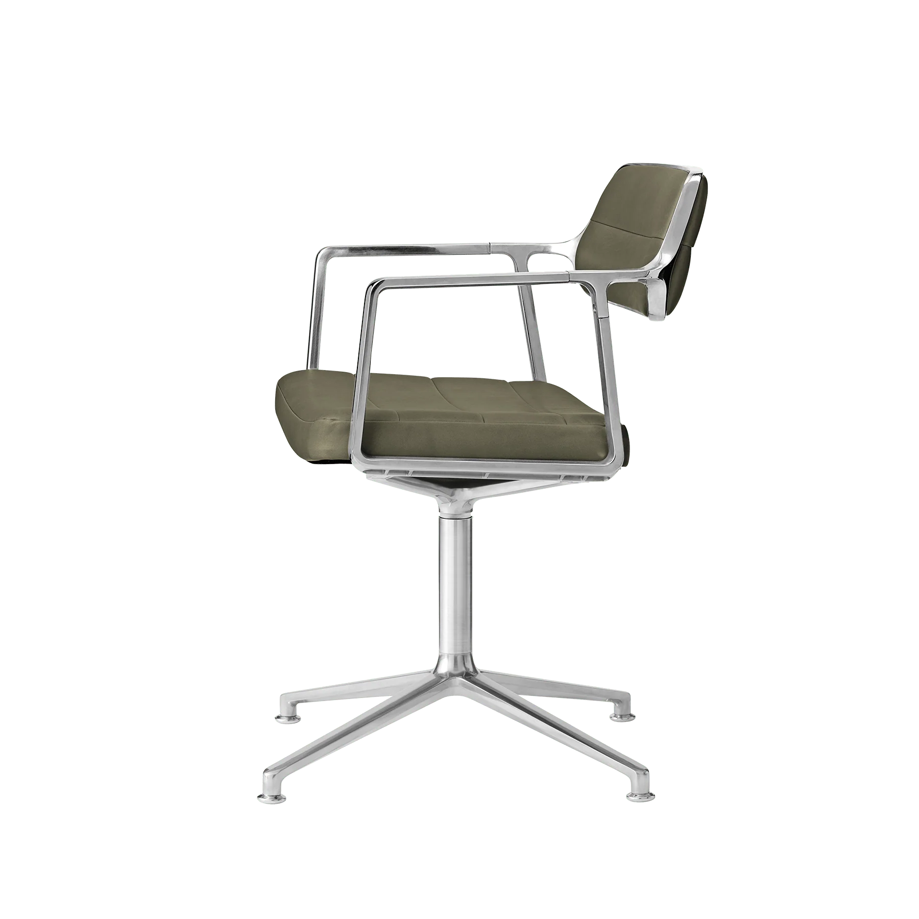 Krzesło biurowe 453 zielona skóra z metalową podstawą - Image 6