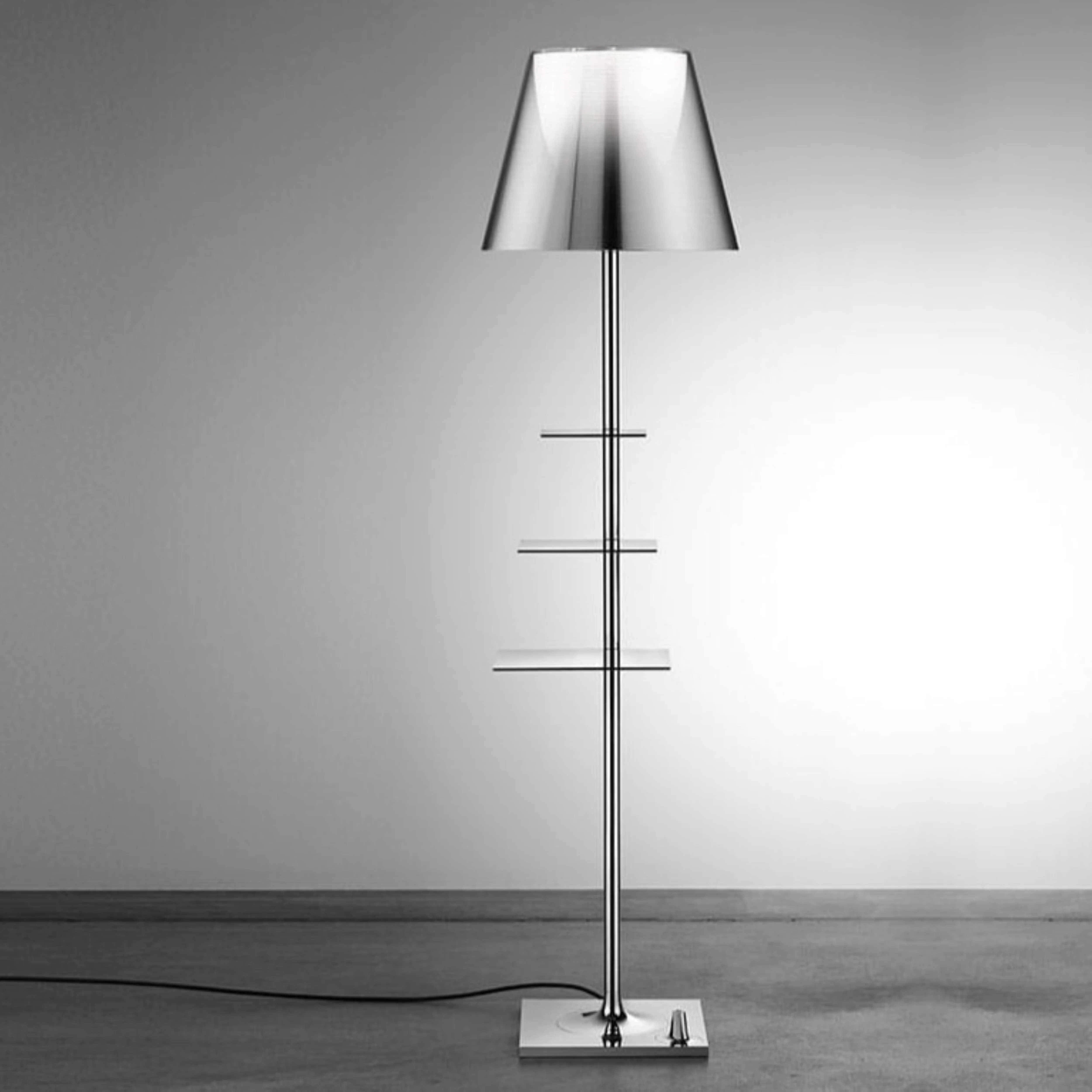 Lampa podłogowa BIBLIOTHEQUE NATIONALE srebrny z szarym abażurem - Image 2