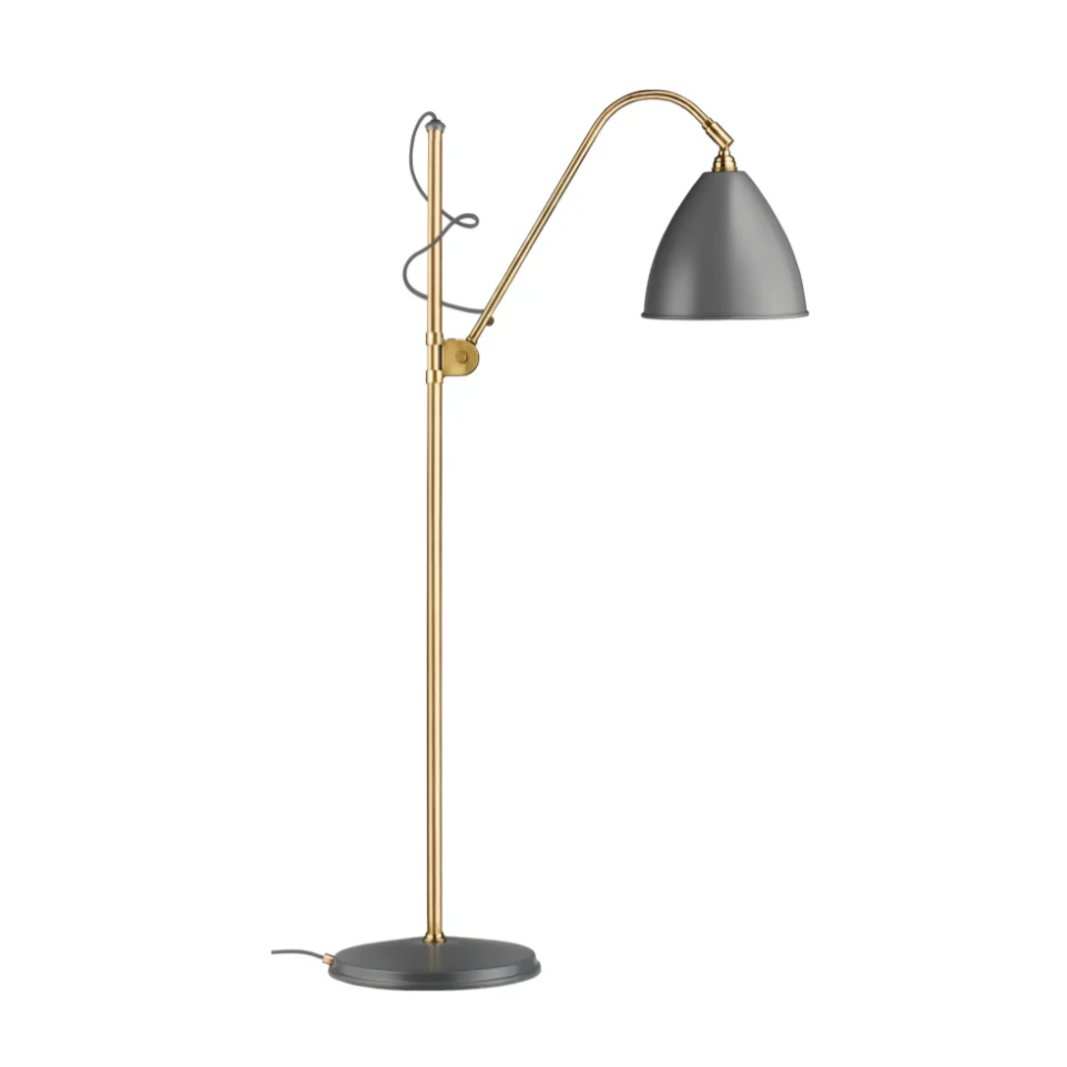 Lampa podłogowa BESTLITE BL3 mosiądz z szarym matowym kloszem