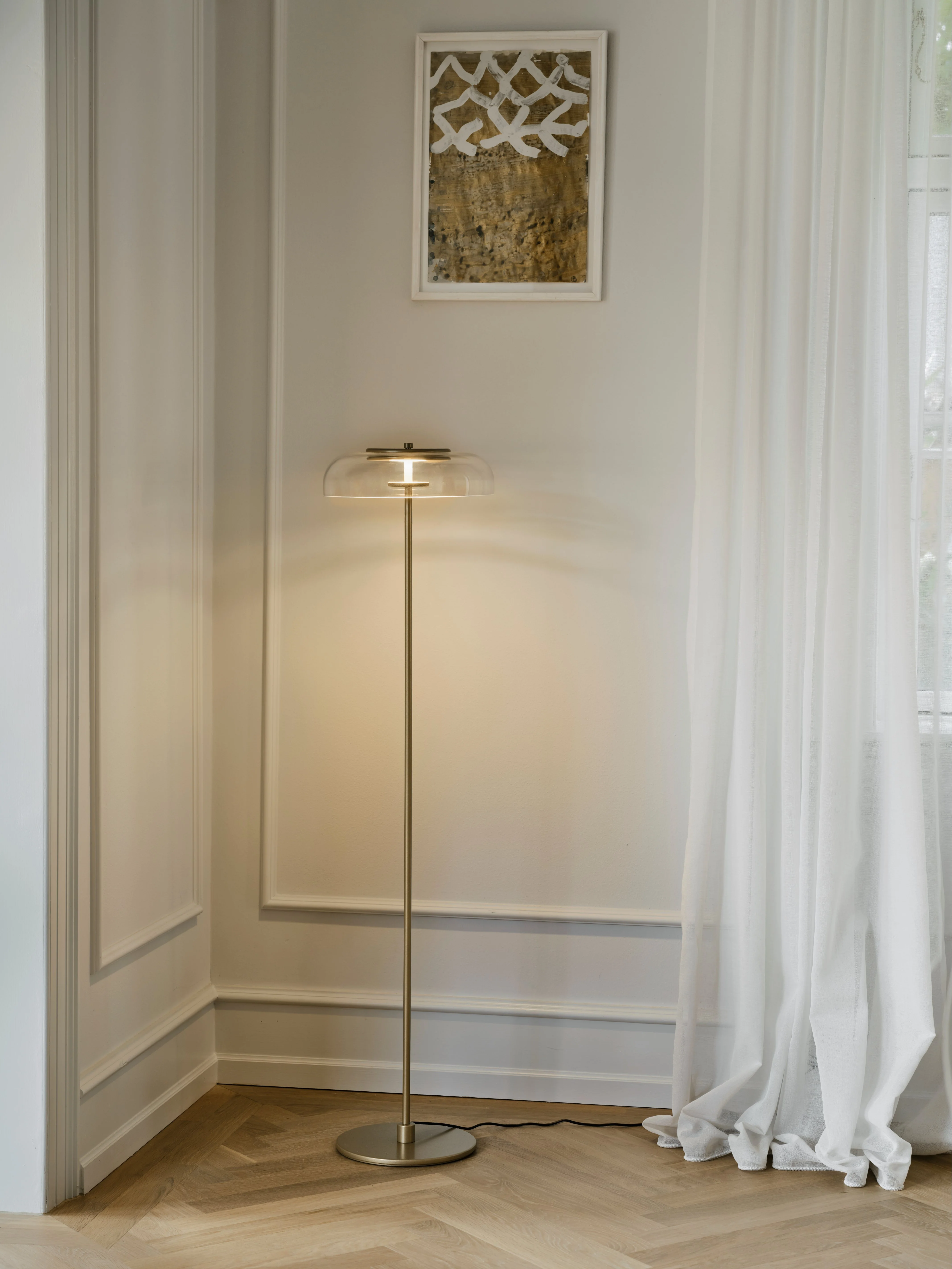 Lampa podłogowa BLOSSI złoty z transparentnym szkłem - Image 2