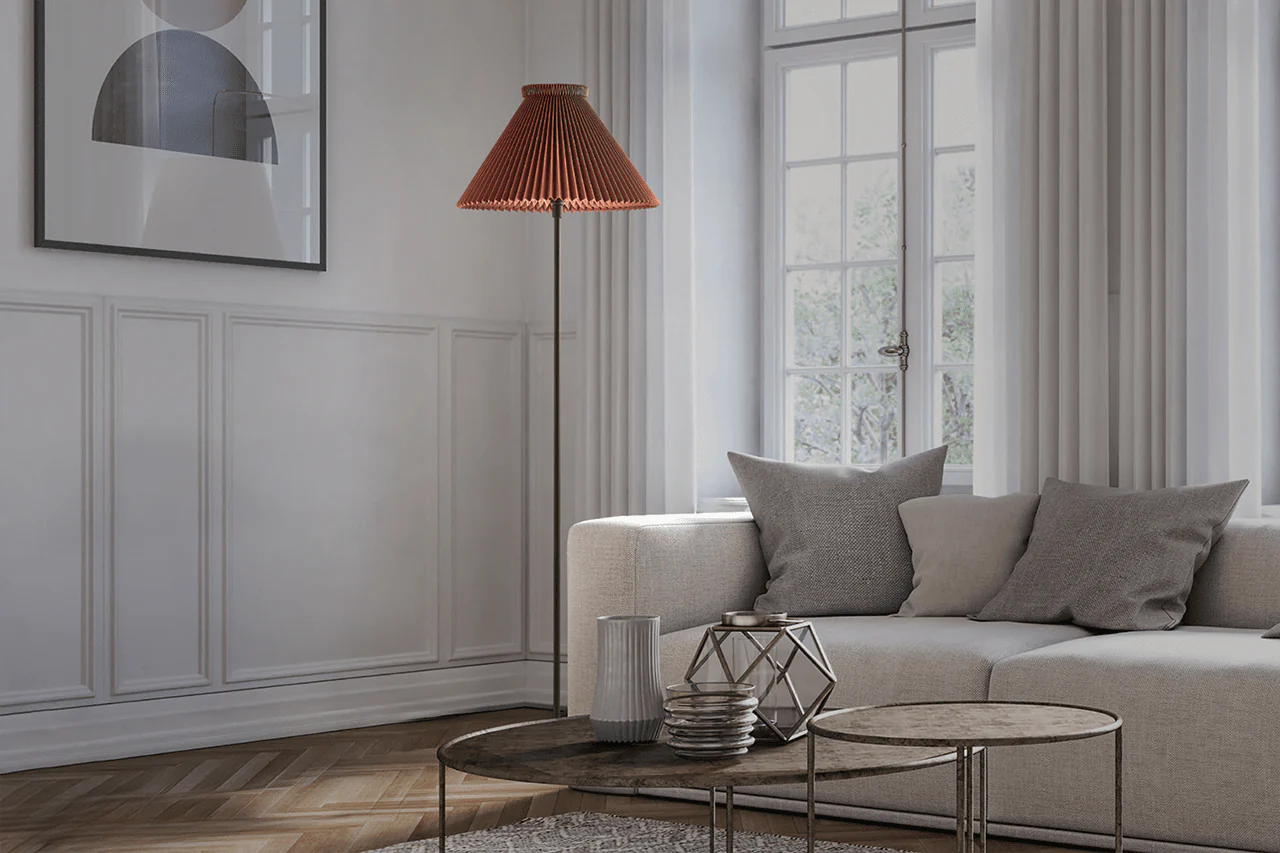 Lampa podłogowa MODEL 334 musztardowy z czarną podstawą - Image 5