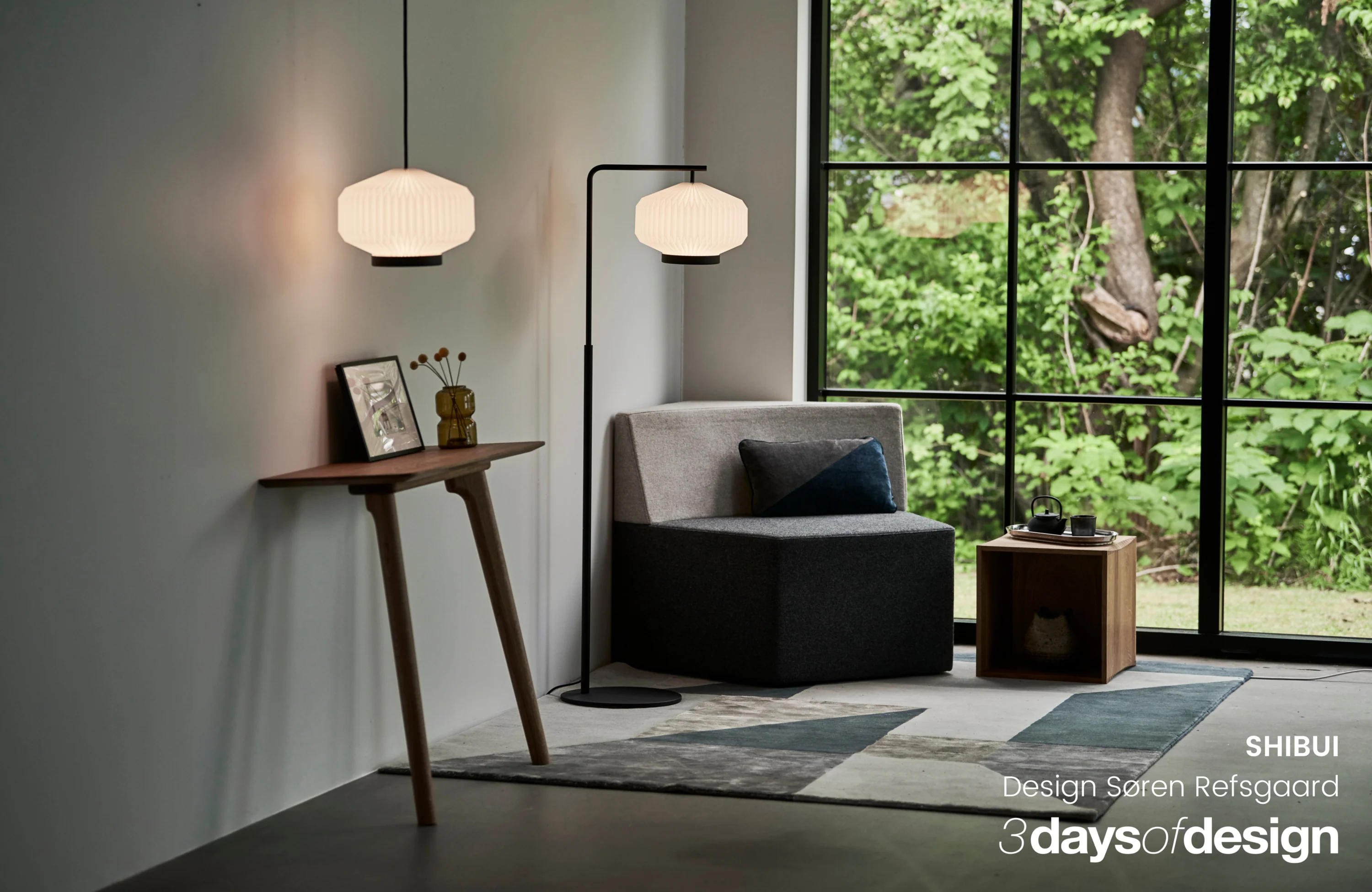Lampa podłogowa MODEL 386 SHIBUI biały z czarną podstawą - Image 2