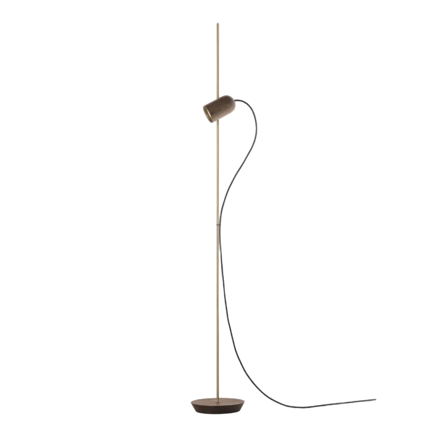 Lampa podłogowa ONFA drewno orzechowe z mosiężnym wykończeniem