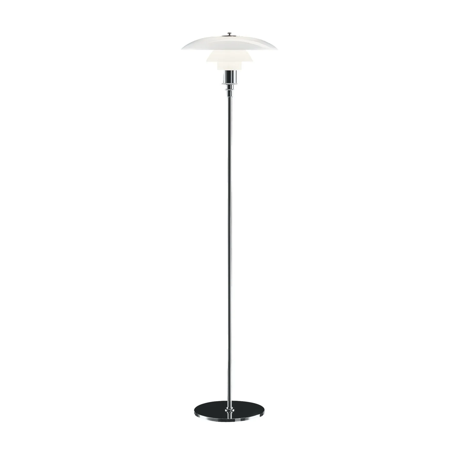 Lampa podłogowa PH 3½-2½ biały z chromowaną podstawą