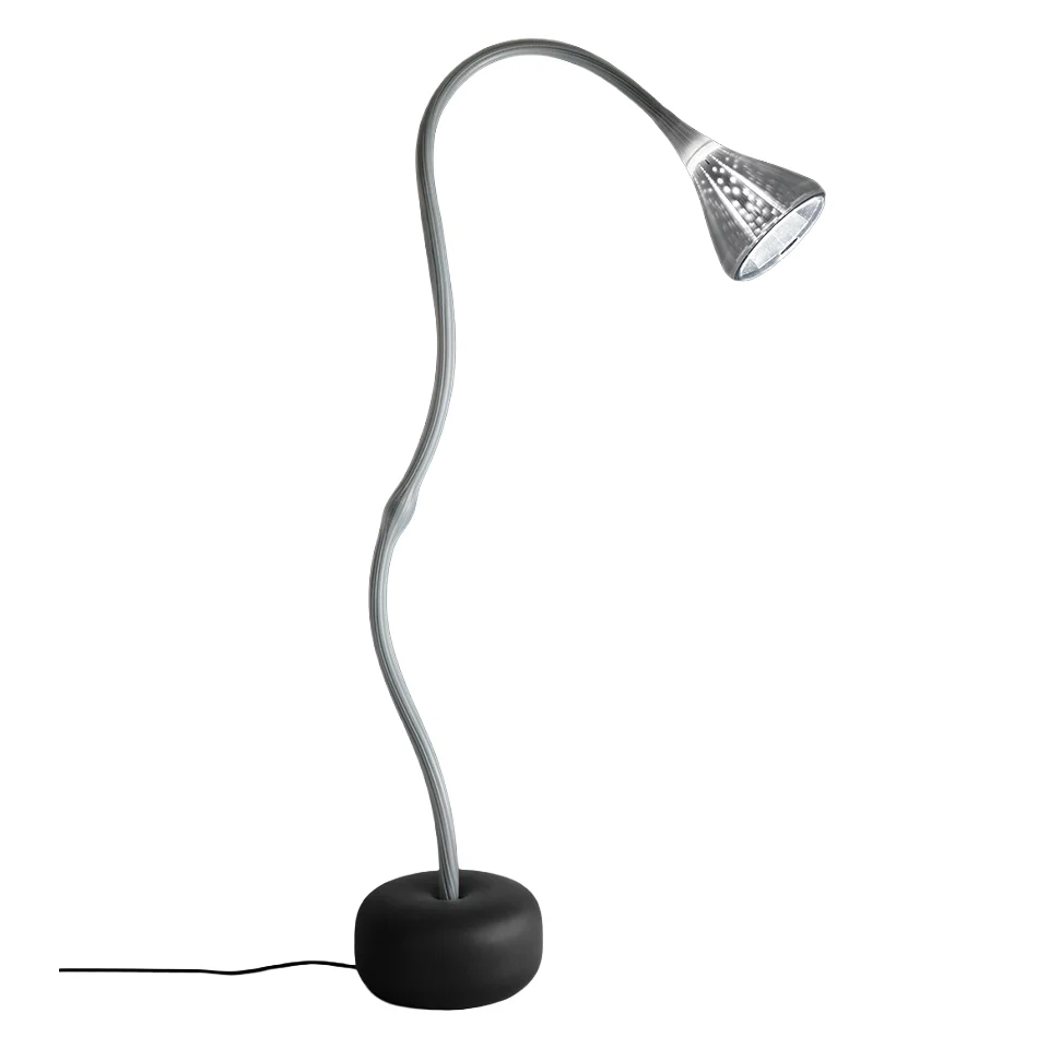 Lampa podłogowa PIPE biały z czarną podstawą