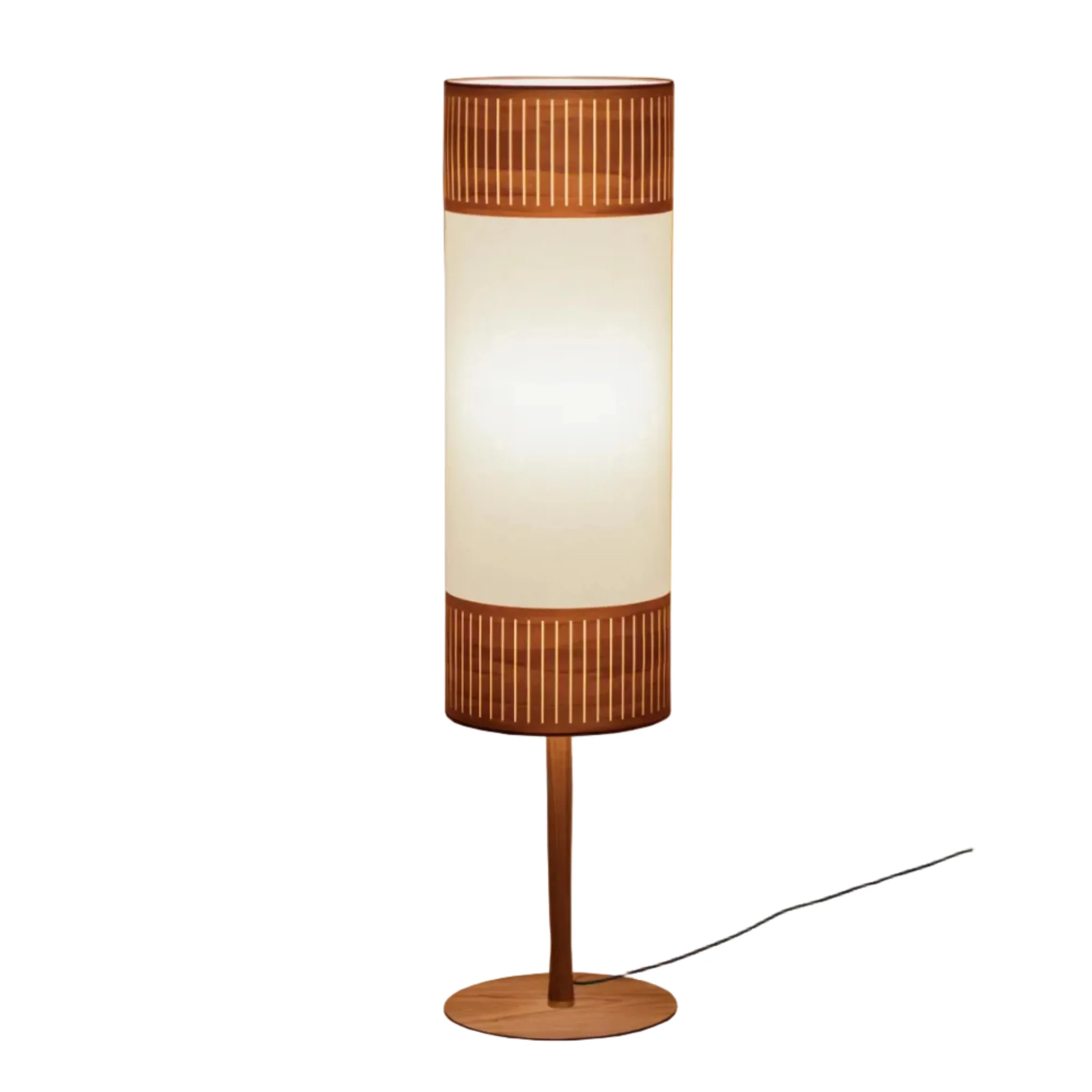 Lampa podłogowa TAMIZ biały z drewnem orzechowym