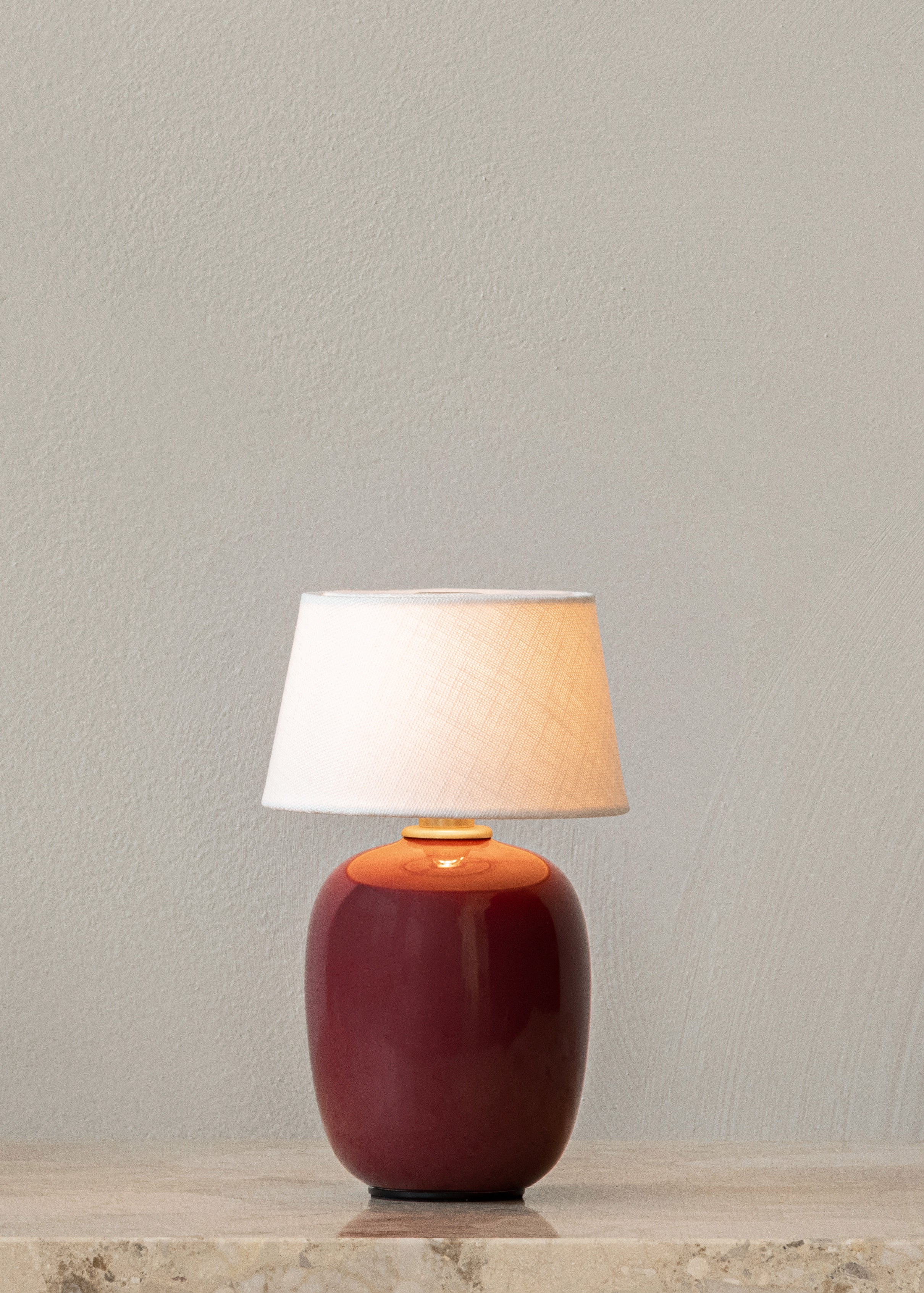 Lampa przenośna TORSO bordowa ceramika z białym kloszem - Image 2
