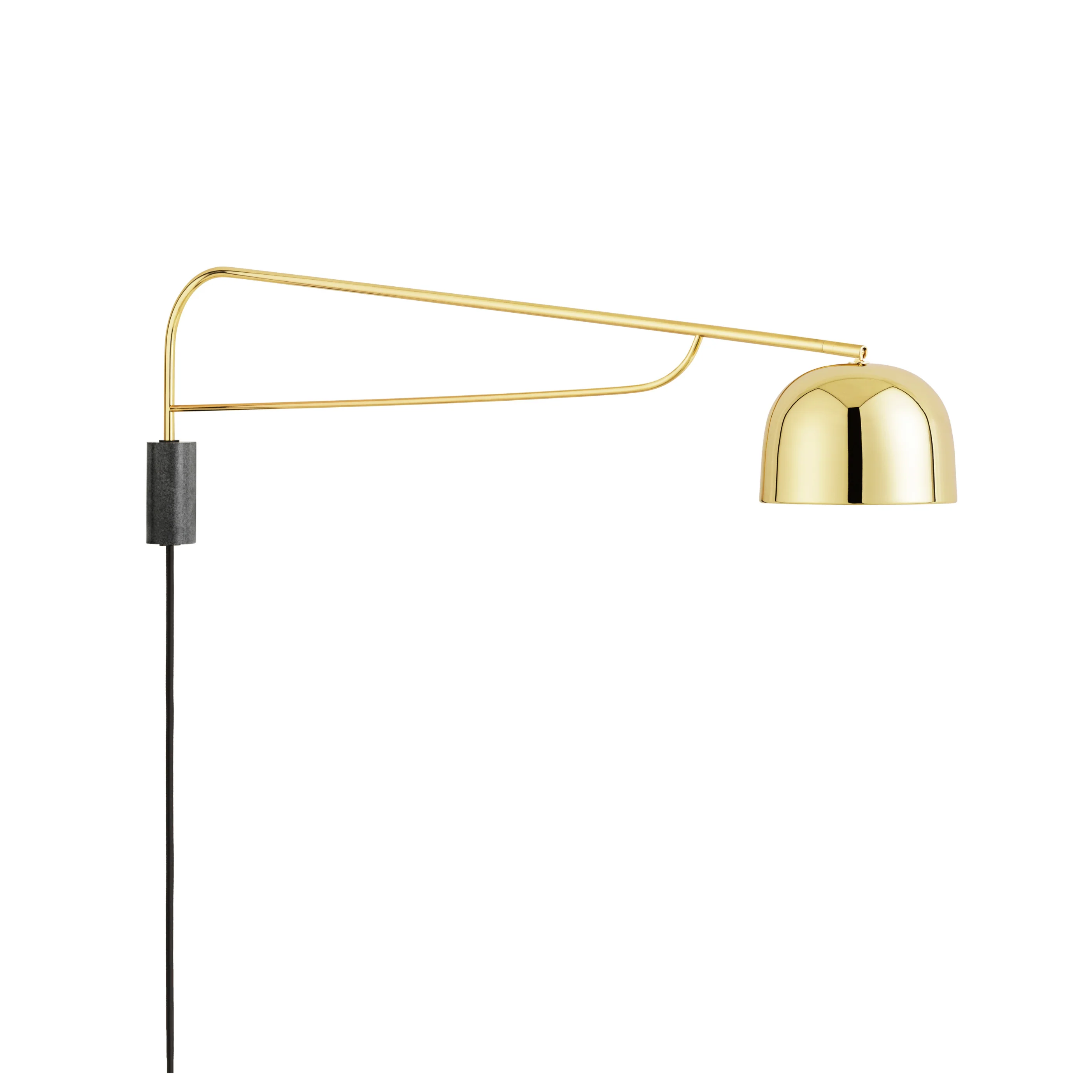 Lampa ścienna z wysięgnikiem GRANT złoty z czarnym granitem