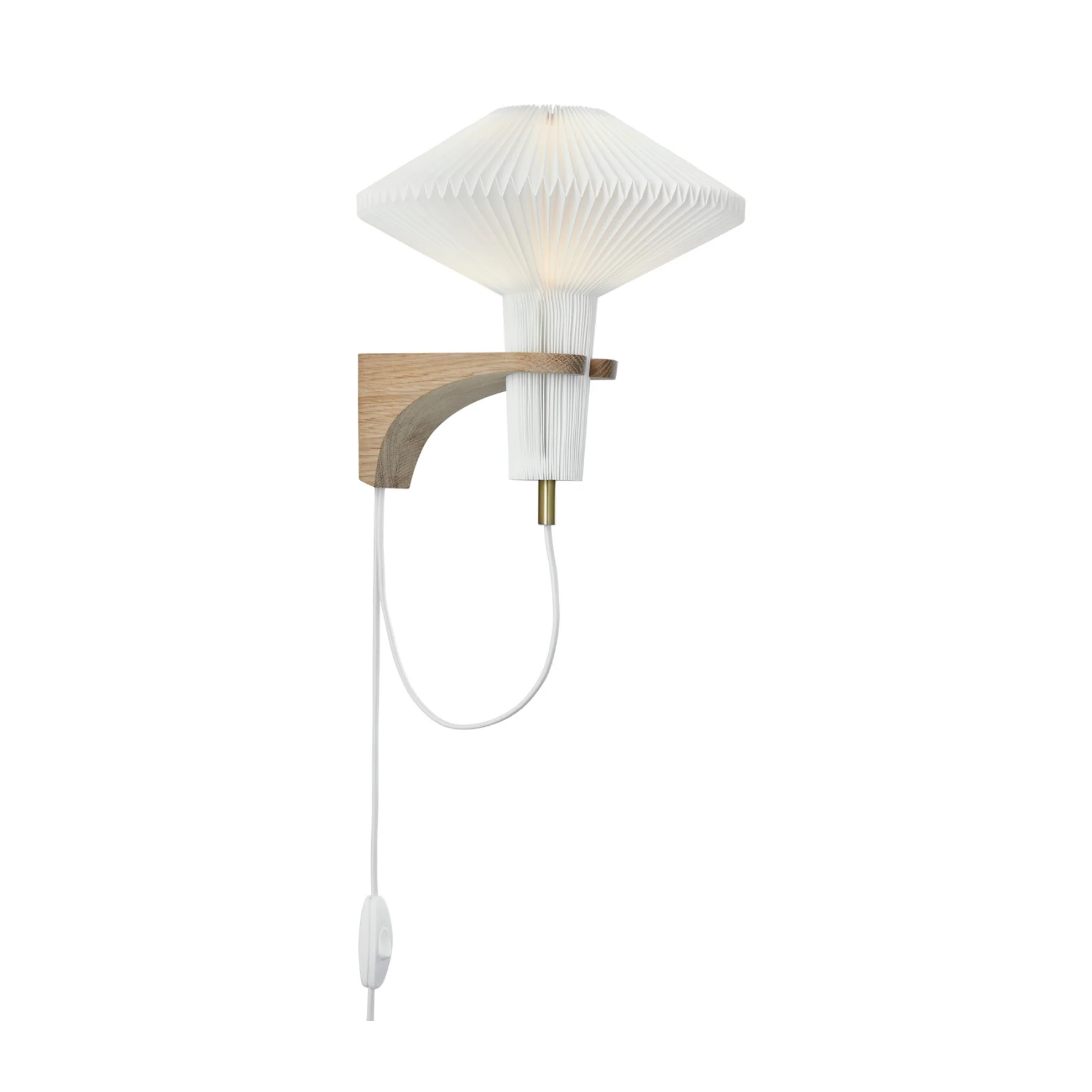 Lampa ścienna MODEL 204 MUSHROOM biały z jasną dębową podstawą