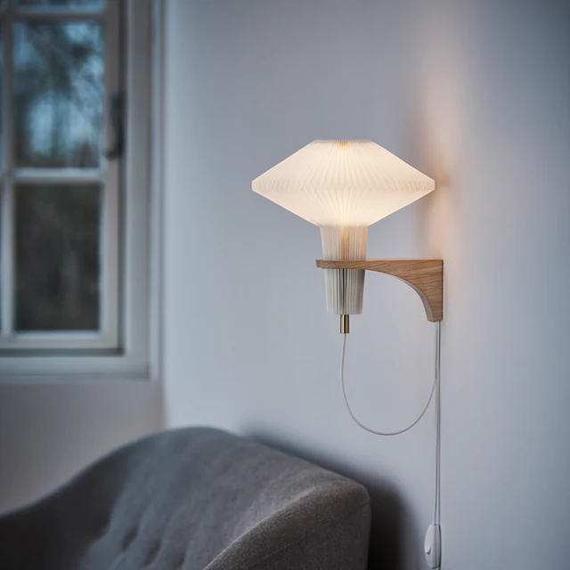 Lampa ścienna MODEL 204 MUSHROOM biały z jasną dębową podstawą - Image 5