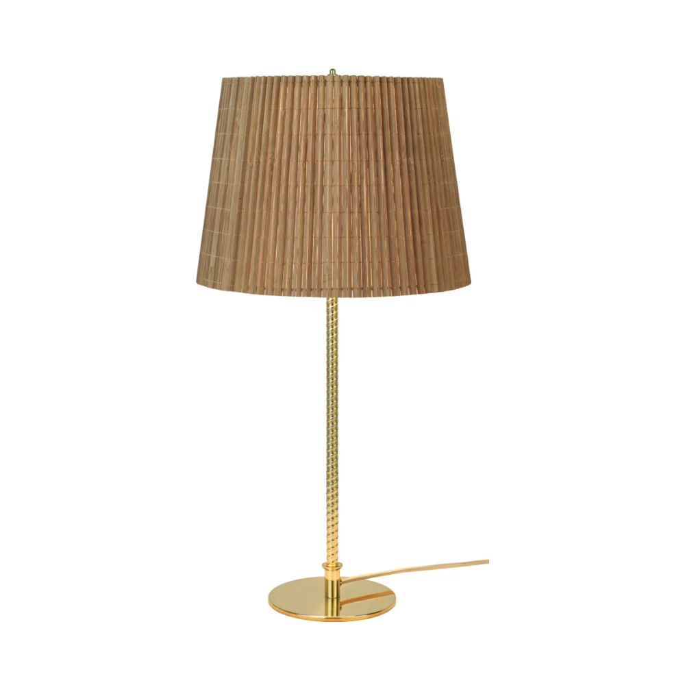 Lampa stołowa 9205 bambusowy klosz ze złotą podstawą