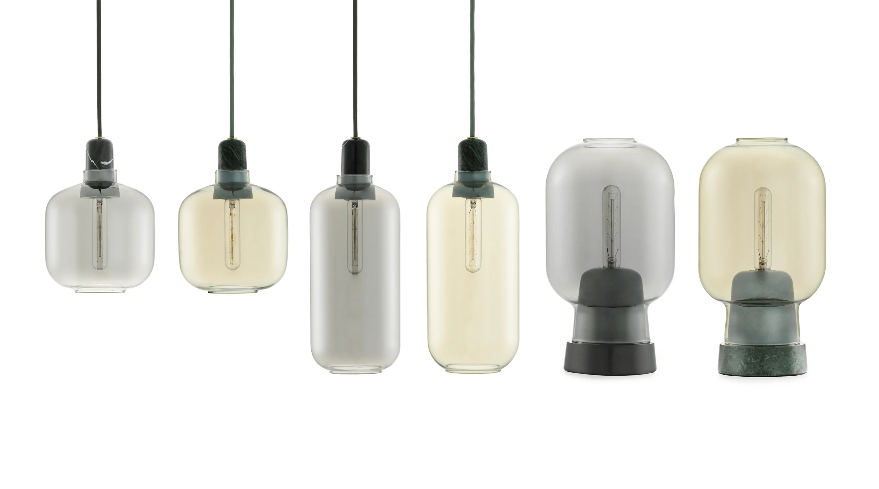 Lampa stołowa AMP szkło dymione z czarnym marmurem - Image 6