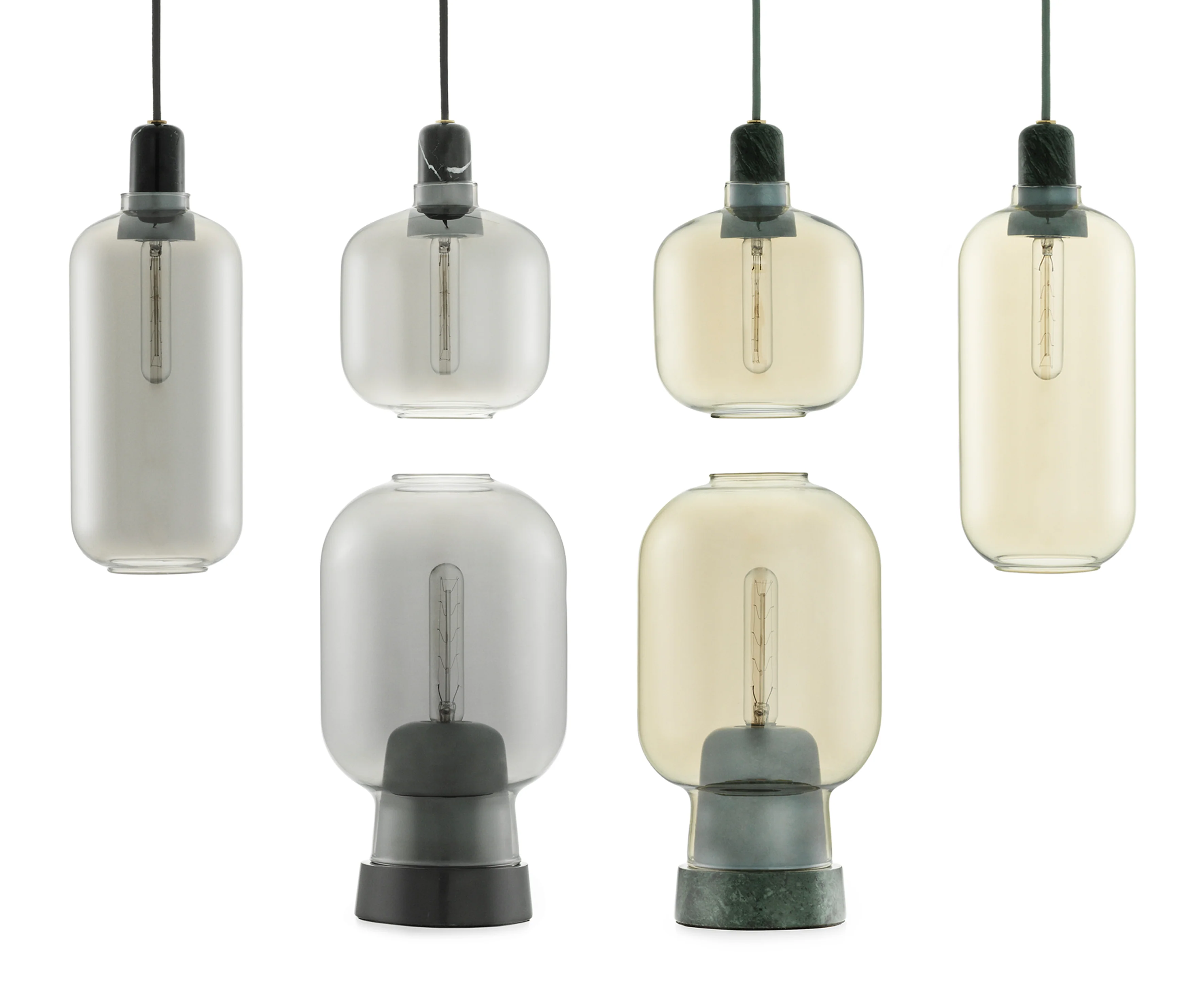 Lampa stołowa AMP szkło dymione z czarnym marmurem - Image 9