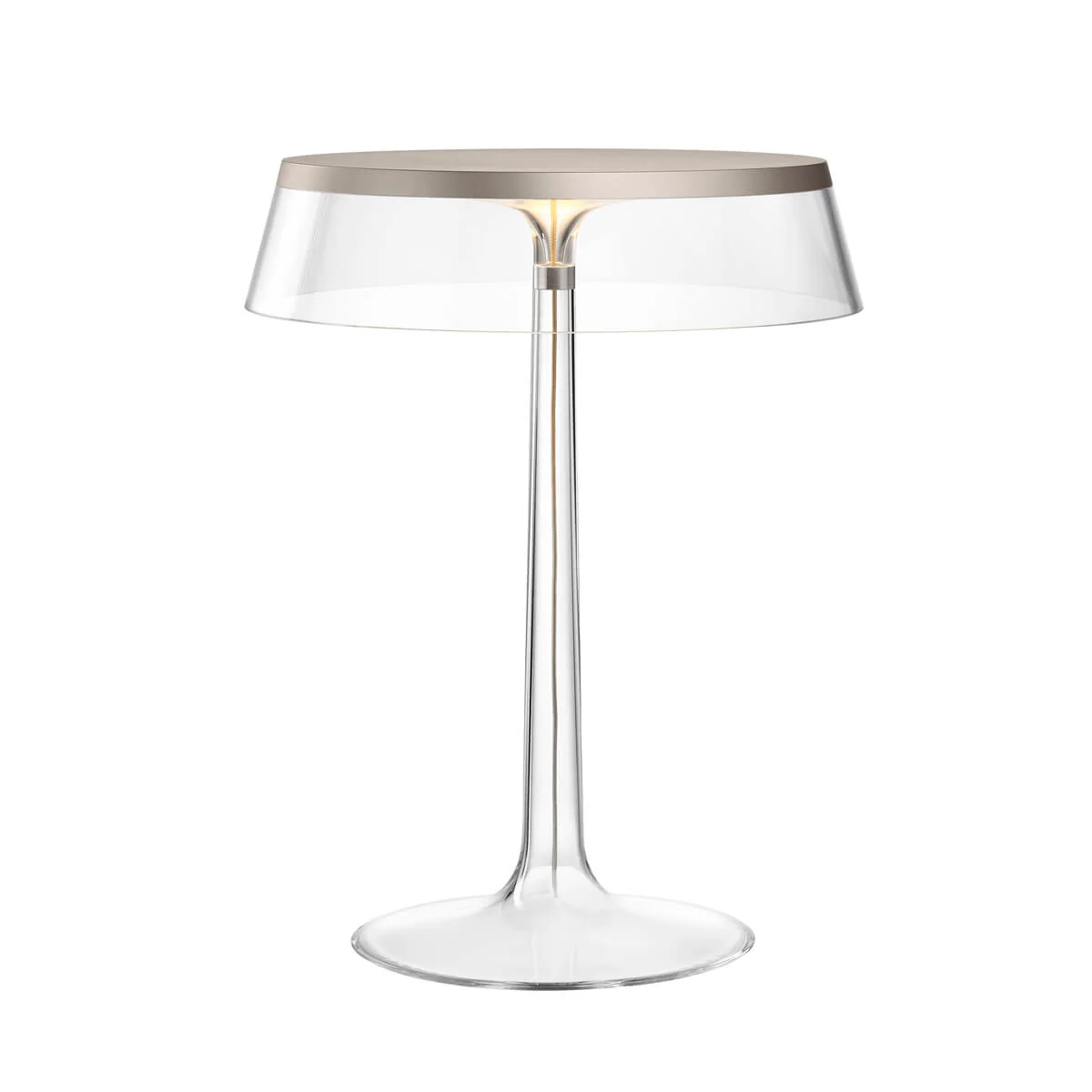 Lampa stołowa BON JOUR matowy chrom z transparentnym abażurem