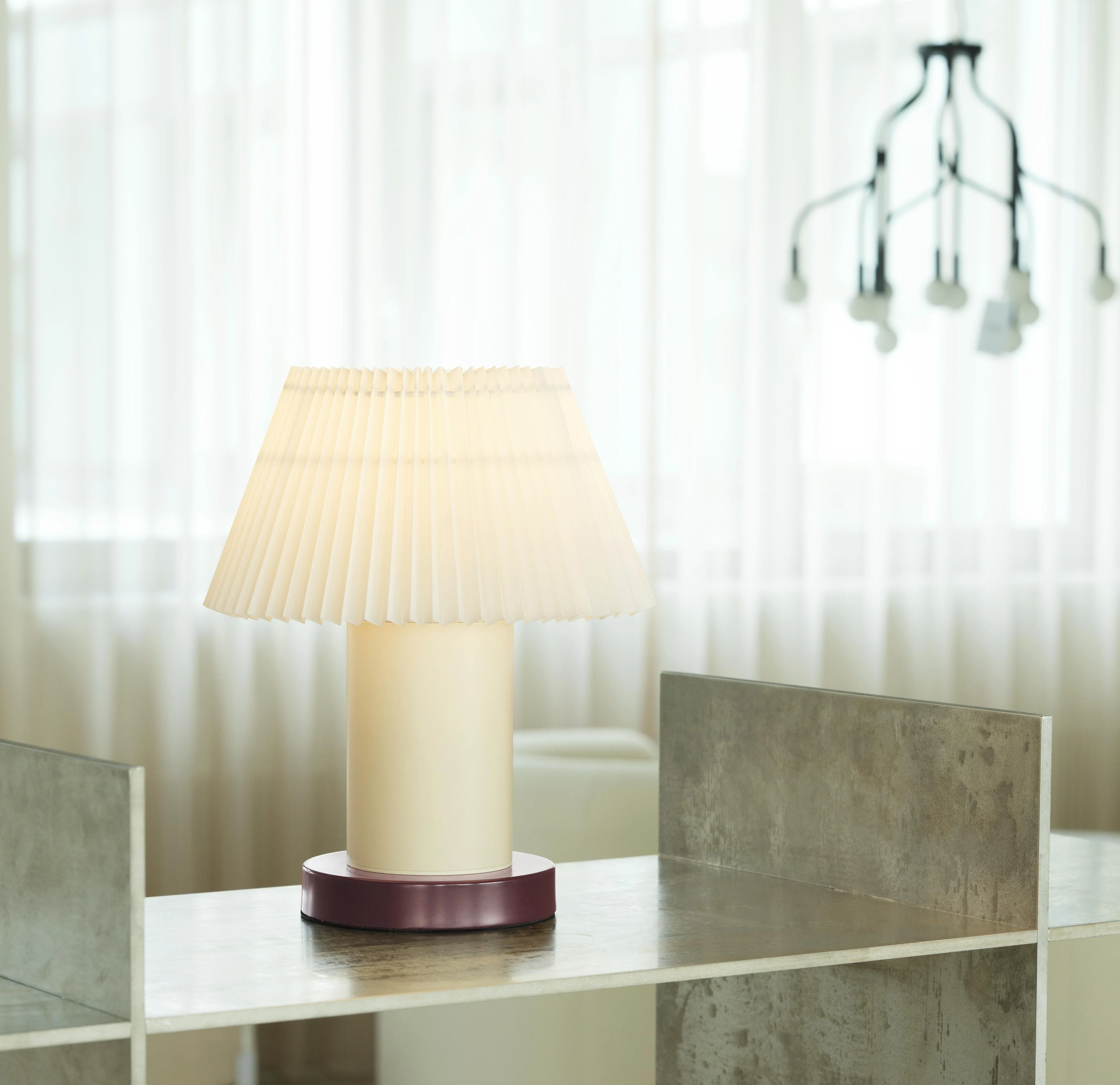 Lampa stołowa CELLU kremowy z brązową podstawą - Image 2