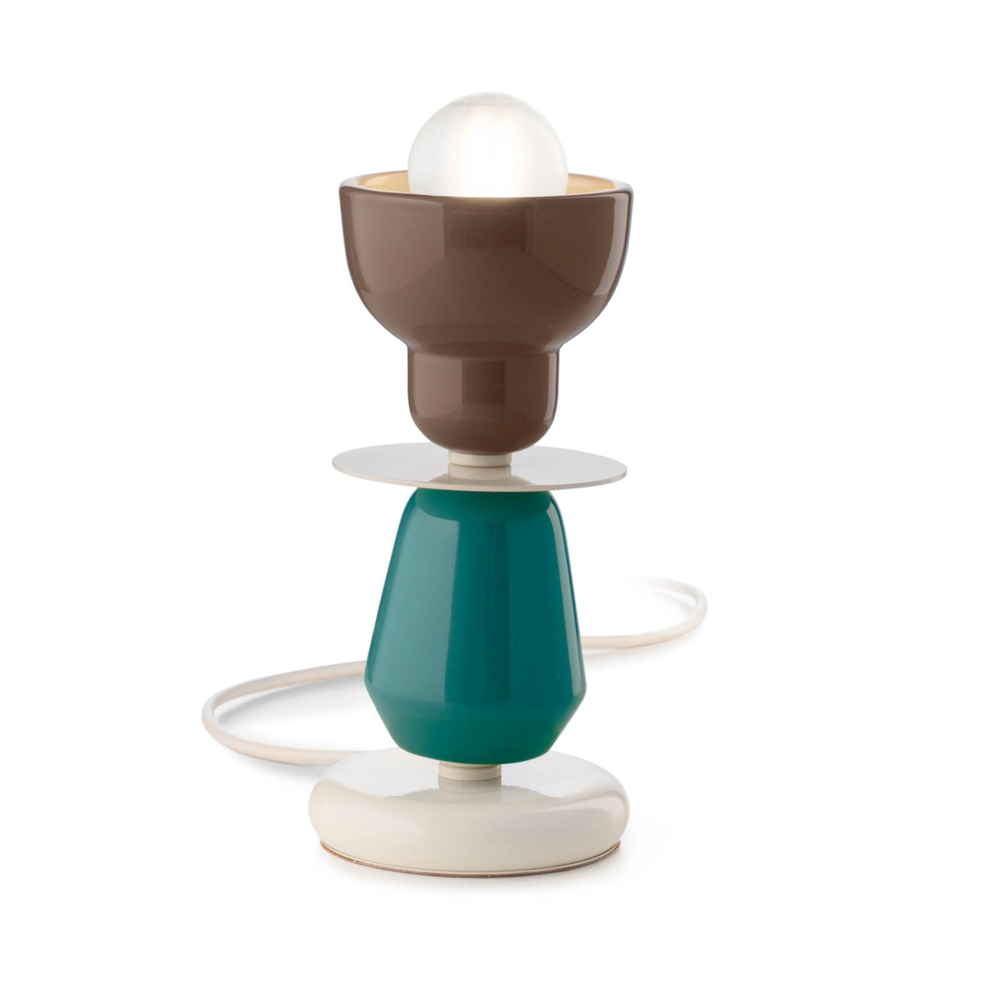 Lampa stołowa ceramiczna BERIMBAU turkusowy z mokka