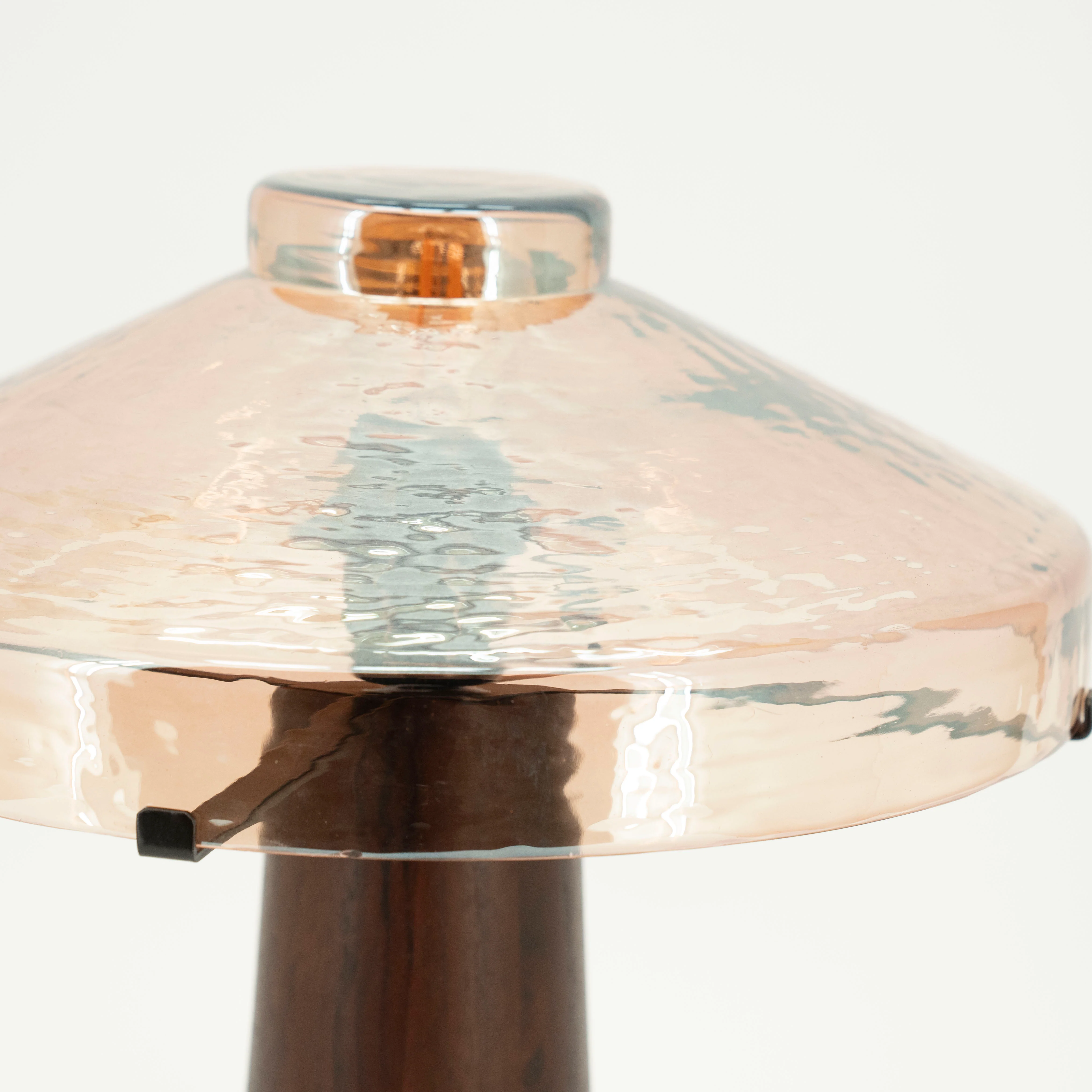 Lampa stołowa DOME drewniana podstawa ze szklanym kloszem - Image 3