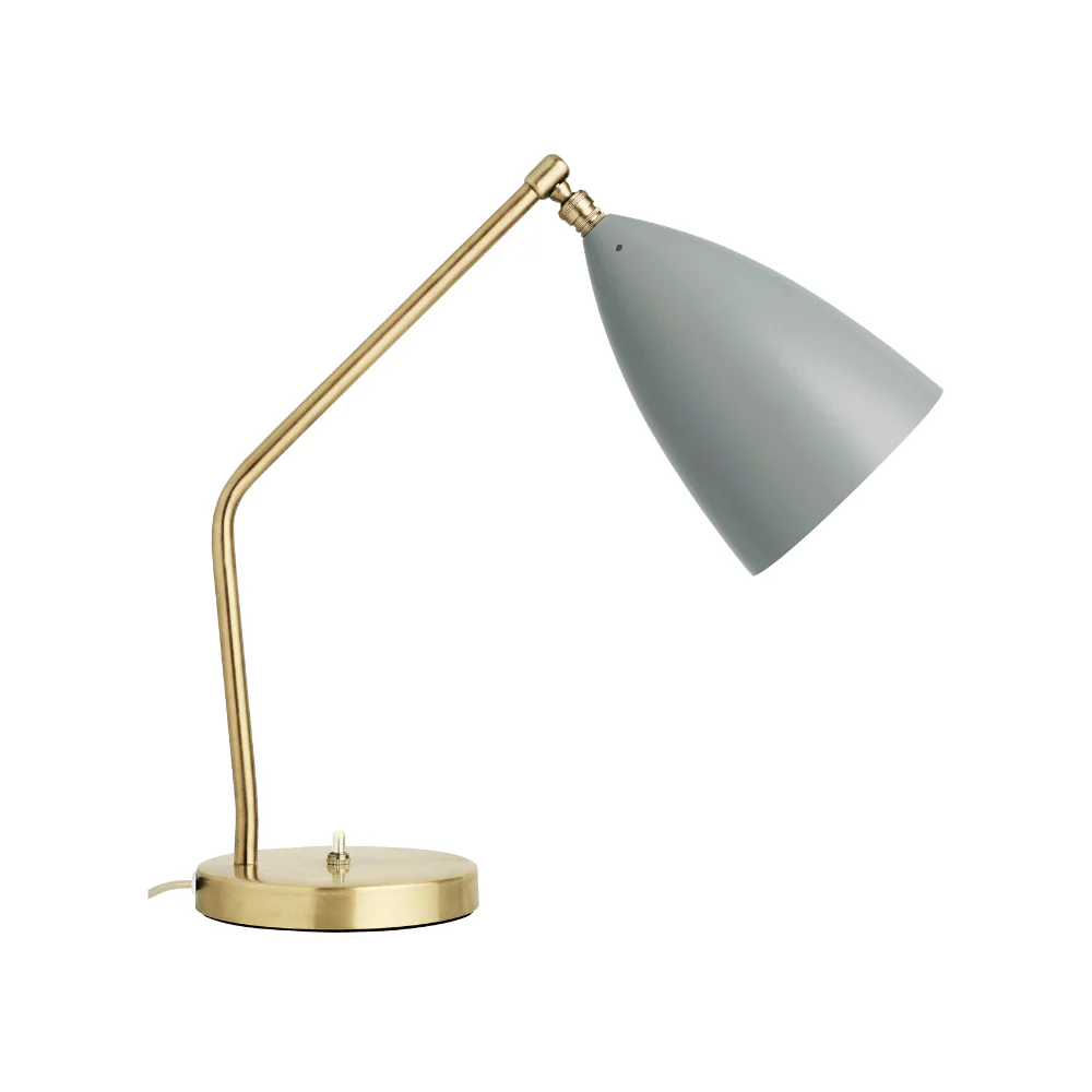 Lampa stołowa GRÄSHOPPA szary klosz ze złotą podstawą