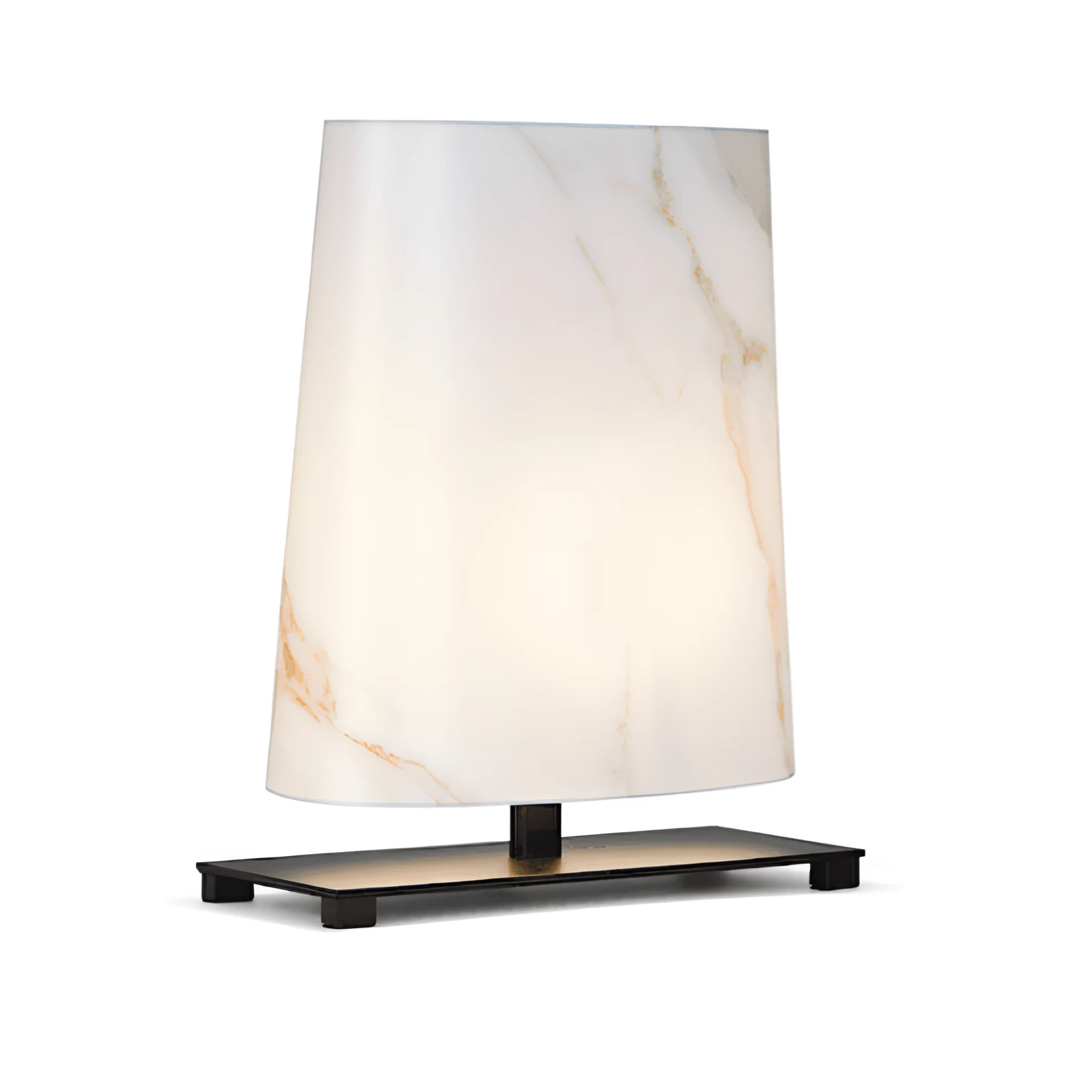 Lampa stołowa OVALE klosz z efektem marmuru z czarną podstawą