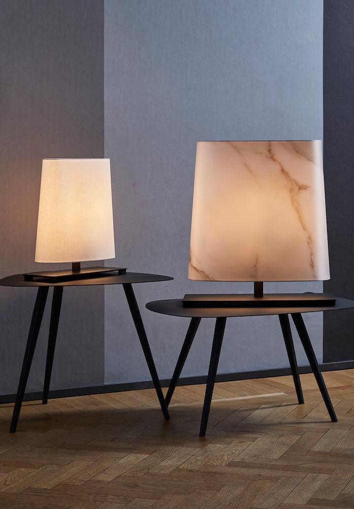 Lampa stołowa OVALE klosz z efektem marmuru z czarną podstawą - Image 2