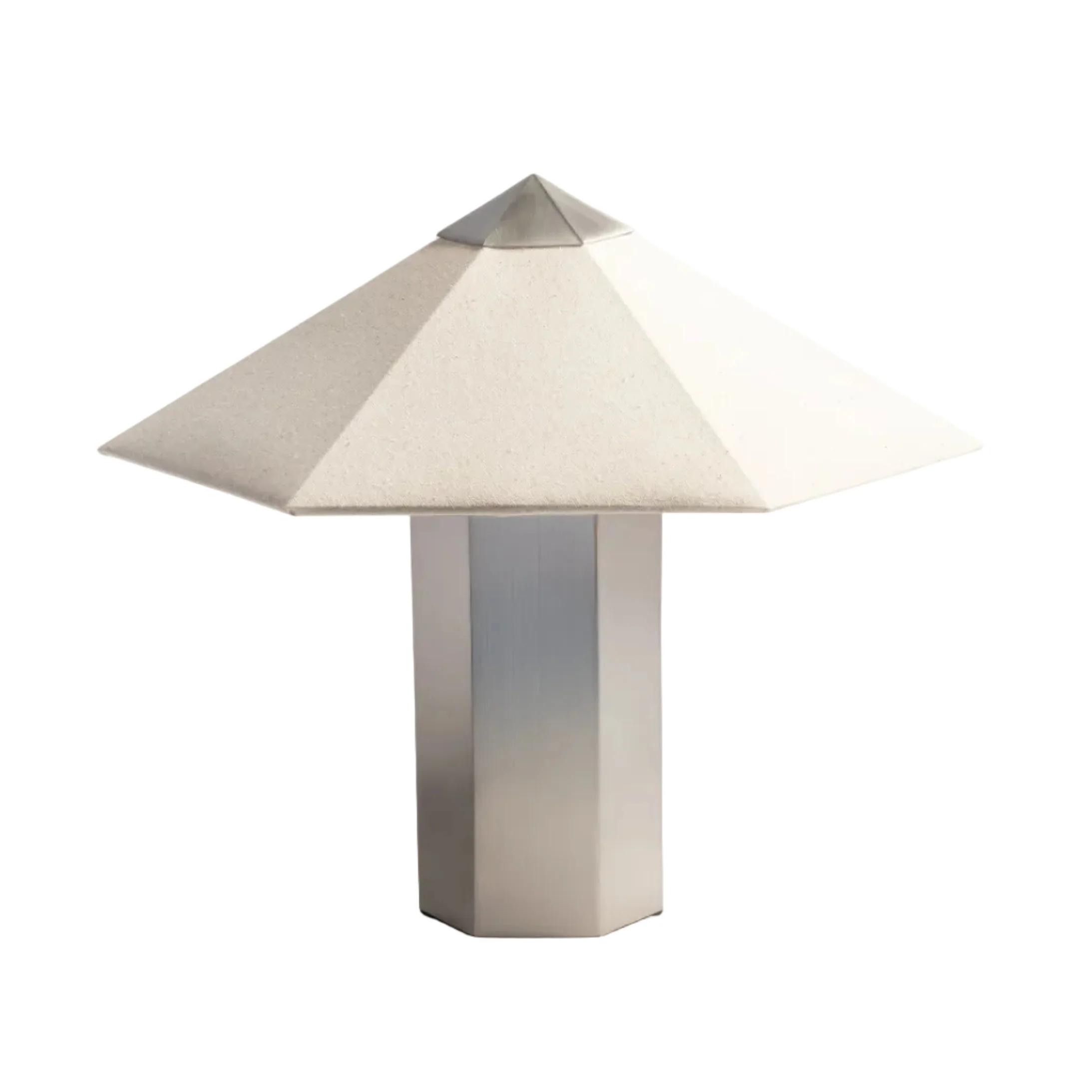 Lampa stołowa PHIRA srebrny z lnianym abażurem