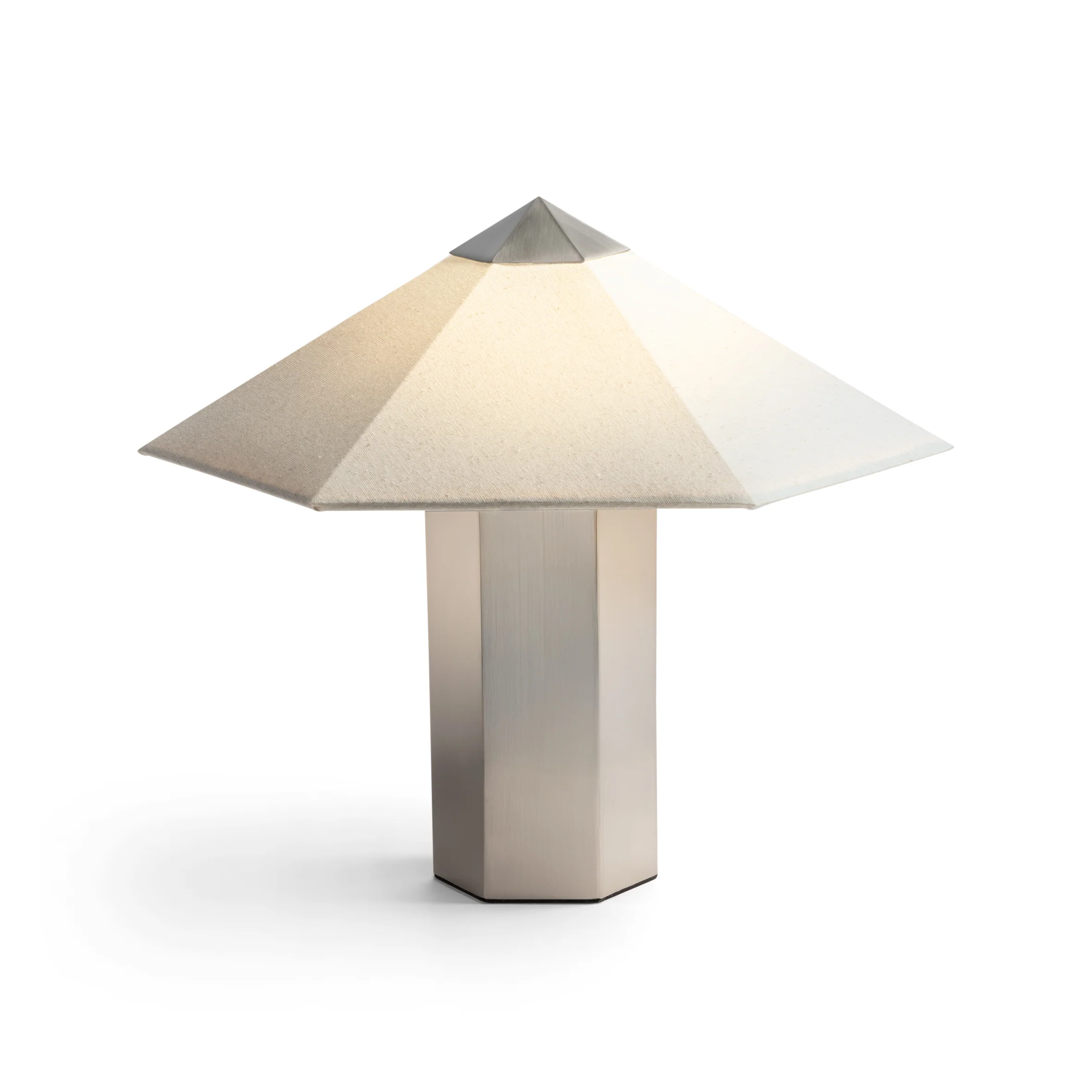 Lampa stołowa PHIRA srebrny z lnianym abażurem - Image 5