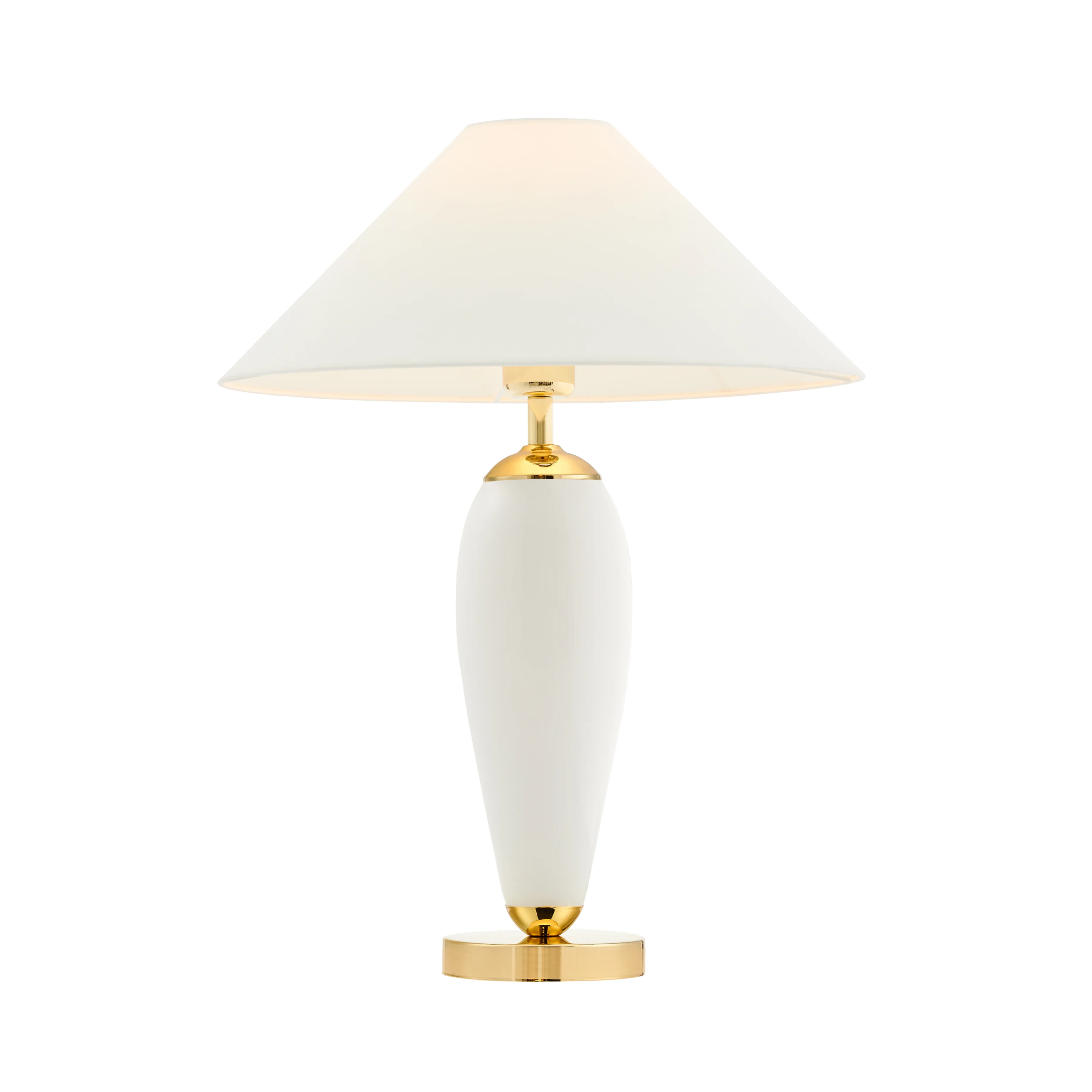Lampa stołowa REA biały z mleczną podstawą i złotym wykończeniem