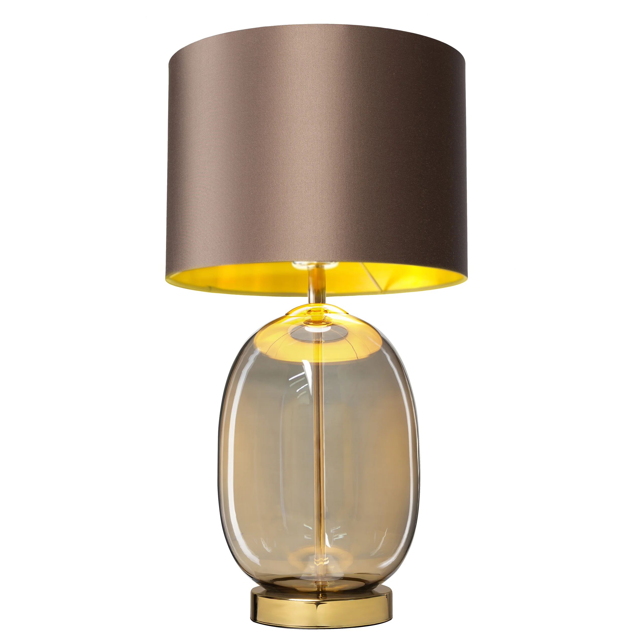 Lampa stołowa SALVADOR dymione szkło z brązowym kloszem i złotym wykończeniem [wycofane] - Image 3