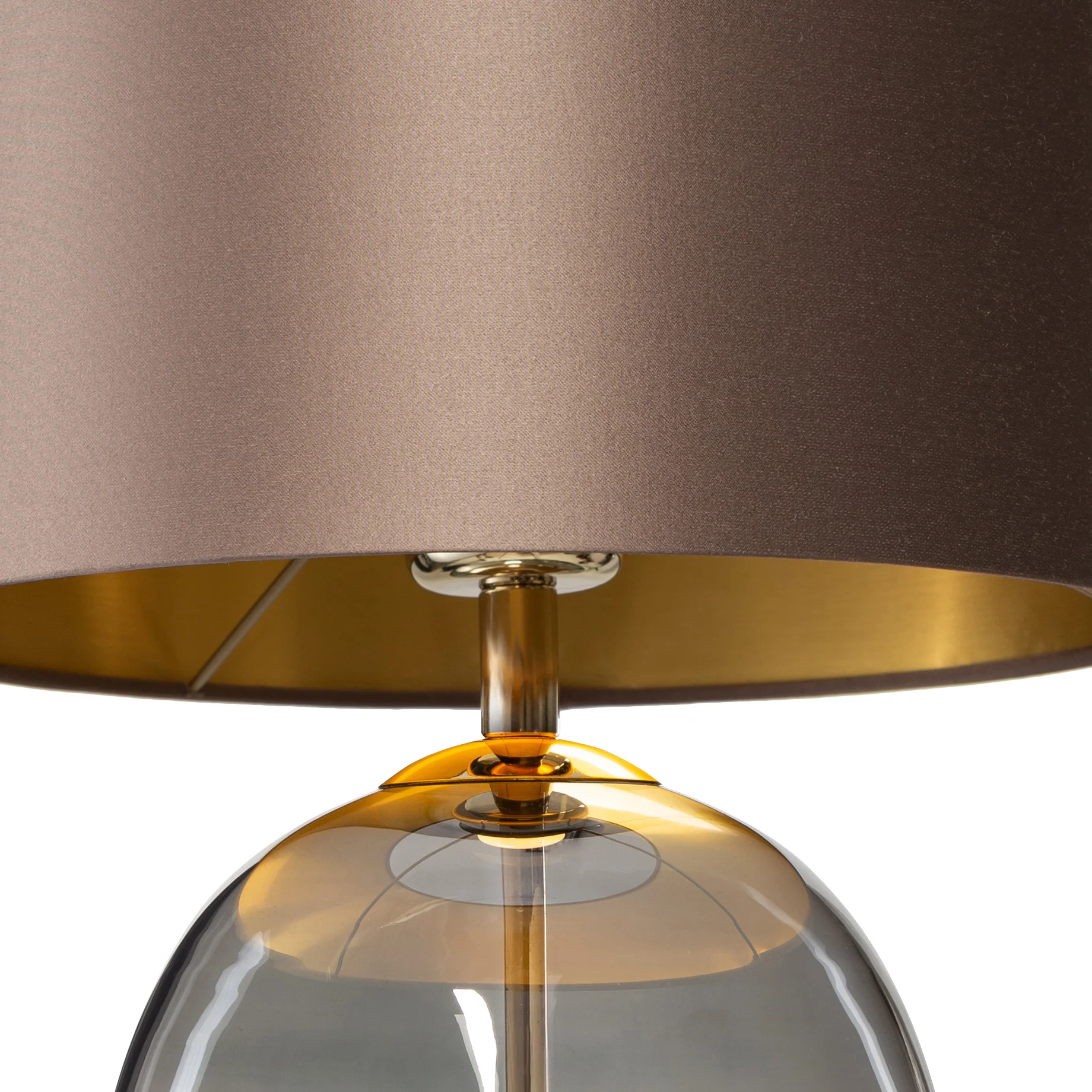 Lampa stołowa SALVADOR dymione szkło z brązowym kloszem i złotym wykończeniem [wycofane] - Image 5