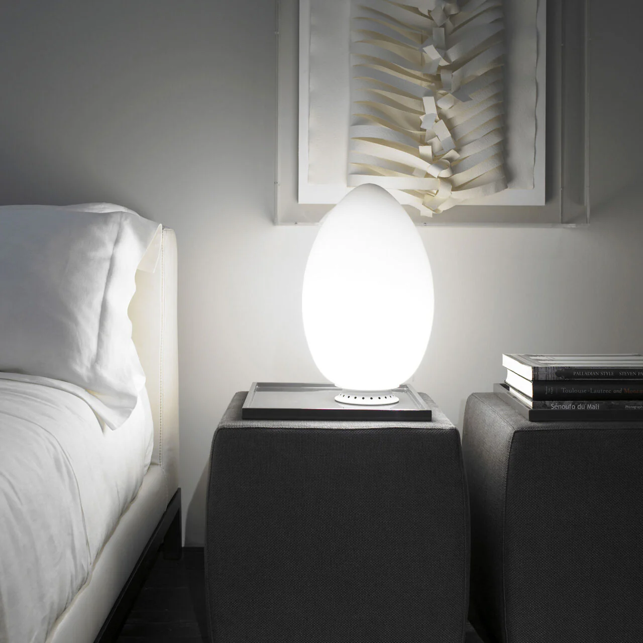Lampa stołowa UOVO białe dmuchane szkło - Image 3