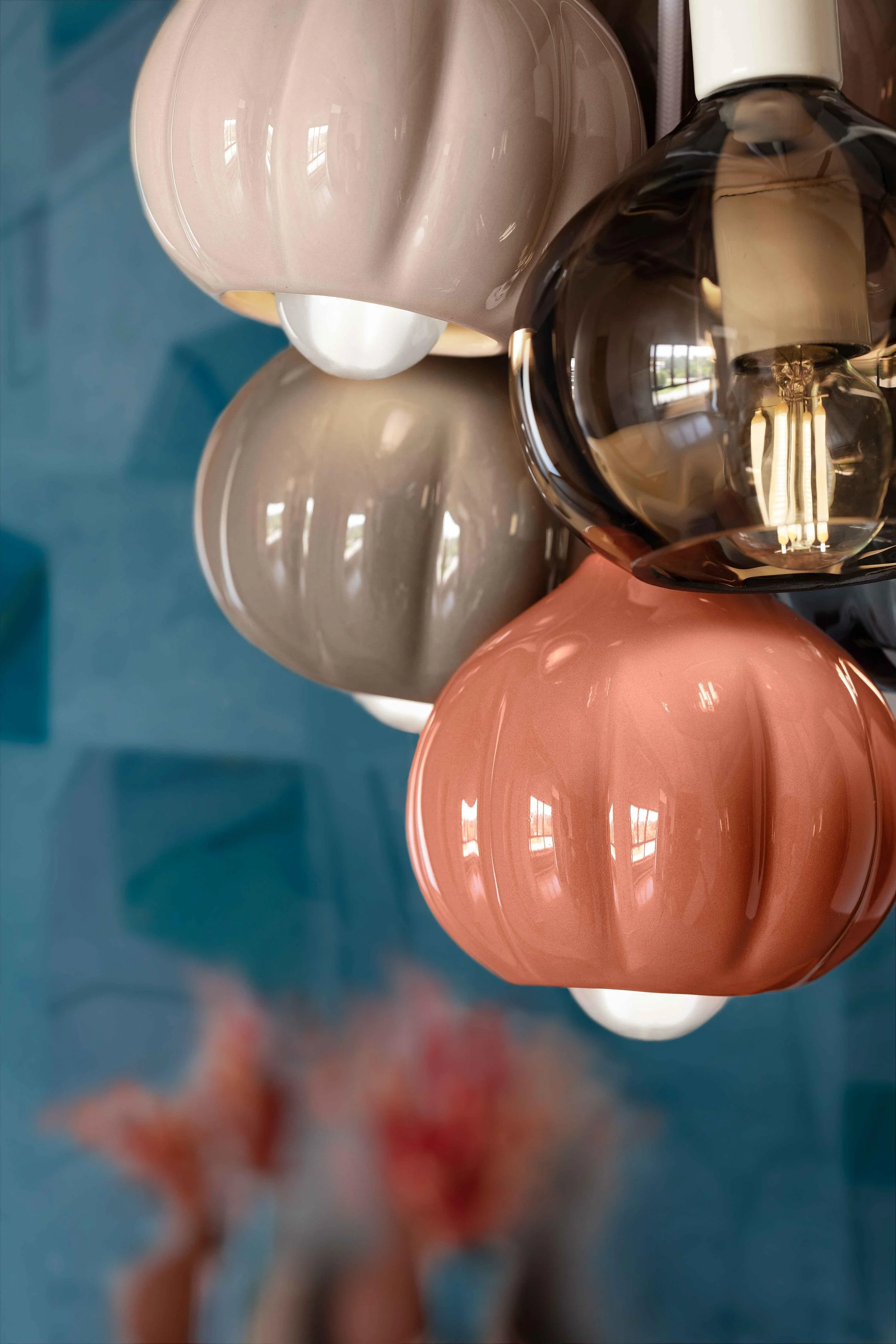 Lampa sufitowa AFOXÉ turkusowy z mokka brązowym i transparentnym - Image 4
